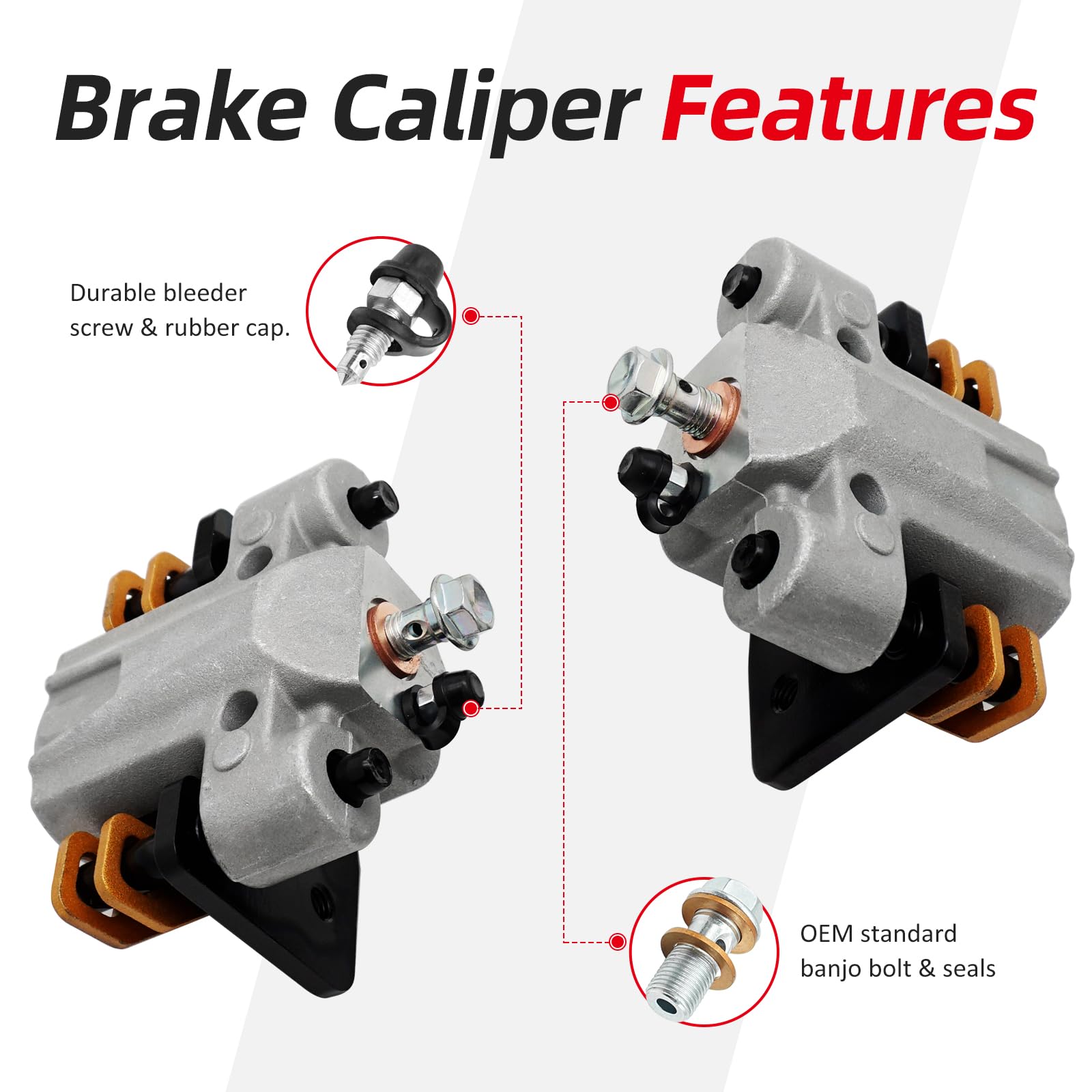 1436-423 1436-422 Front Left Right Brake Calipers W/Pads For Arctic Cat Atv 250 300 350 400 400 Fis 425 450 500 500 Fis 550 650 700 1000 Thunder Cat Side By Side Wildcat Trail 700 Wildcat 1000 X 1000