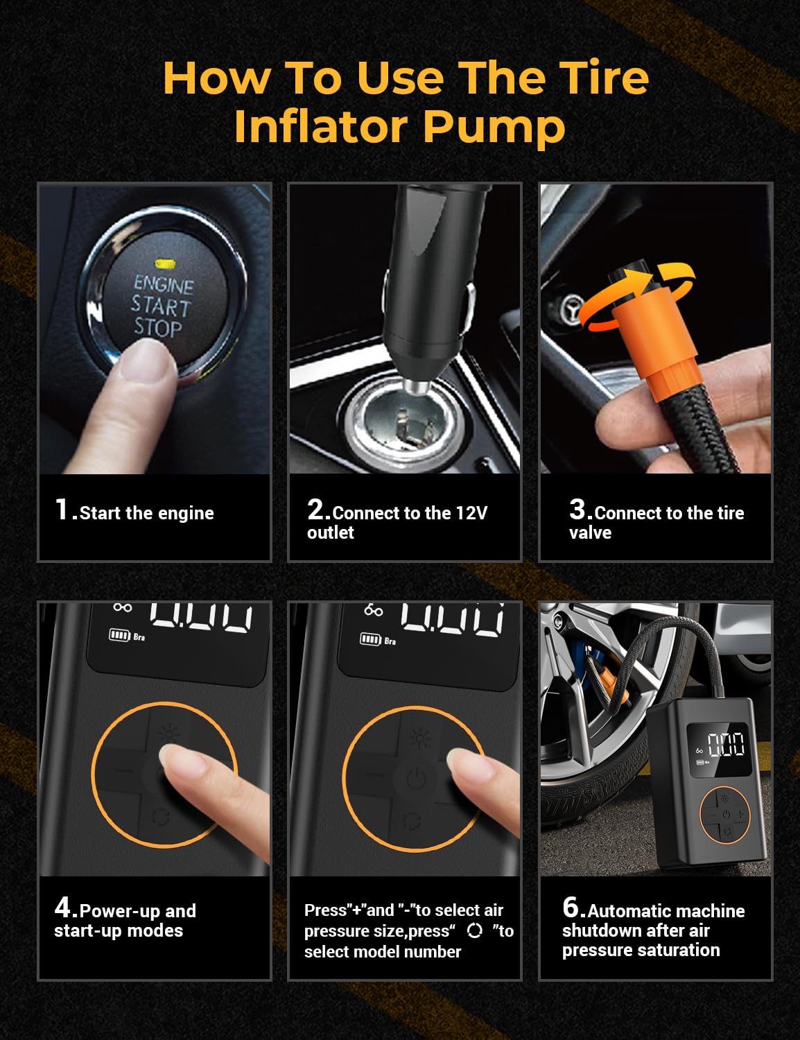 Autown Flat Tire Repair Kit With Air Compressor 54 Pieces For Car, Motorcycle, Atv, Jeep, Truck, Tractor Flat Tire Repair (54Pcs