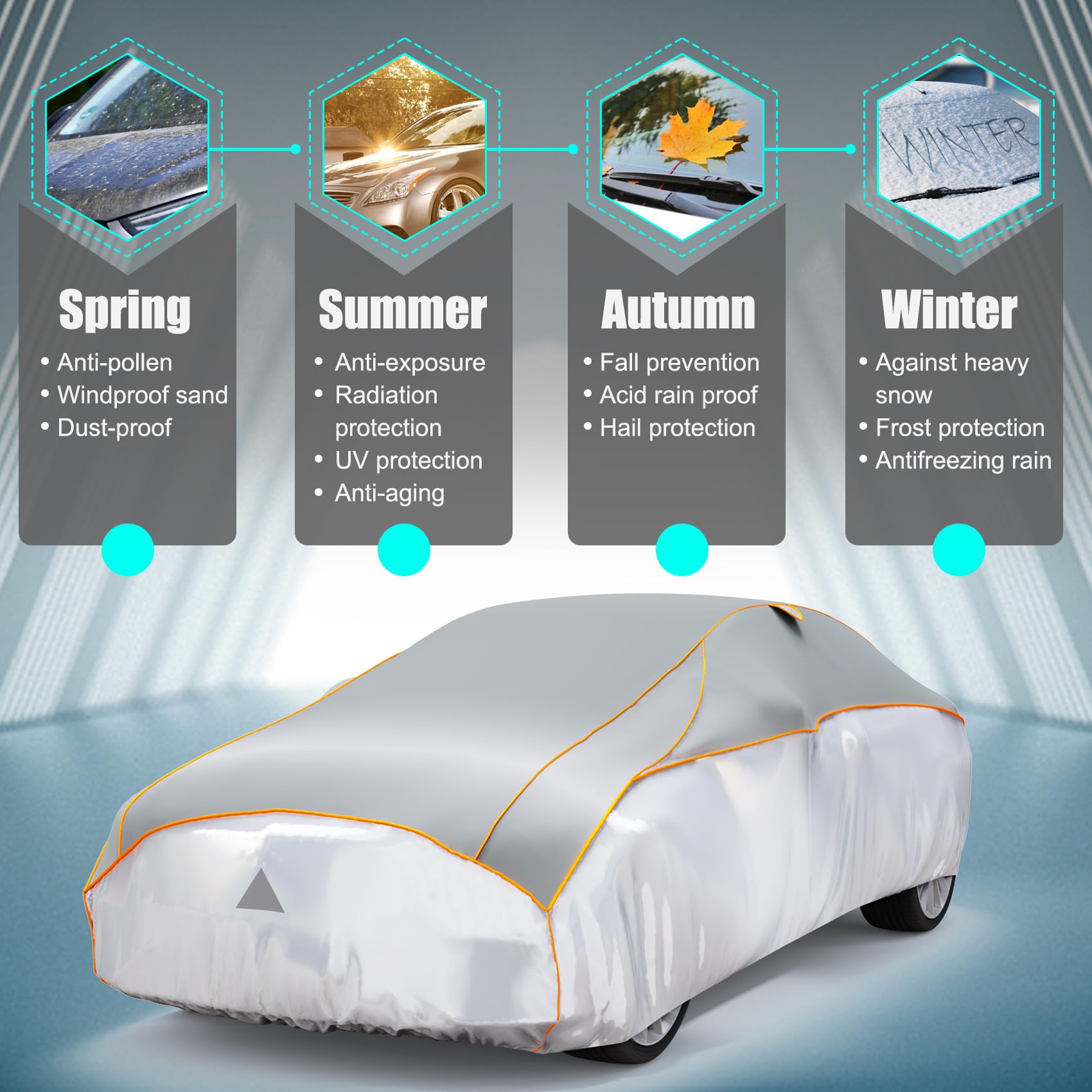 Pulaim Anti Hail Car Cover, Hail Protector Car Cover 6 Layer Thickened, Fits Class A Sedans 202 to 210 in, Heavy Duty Anti-Hail