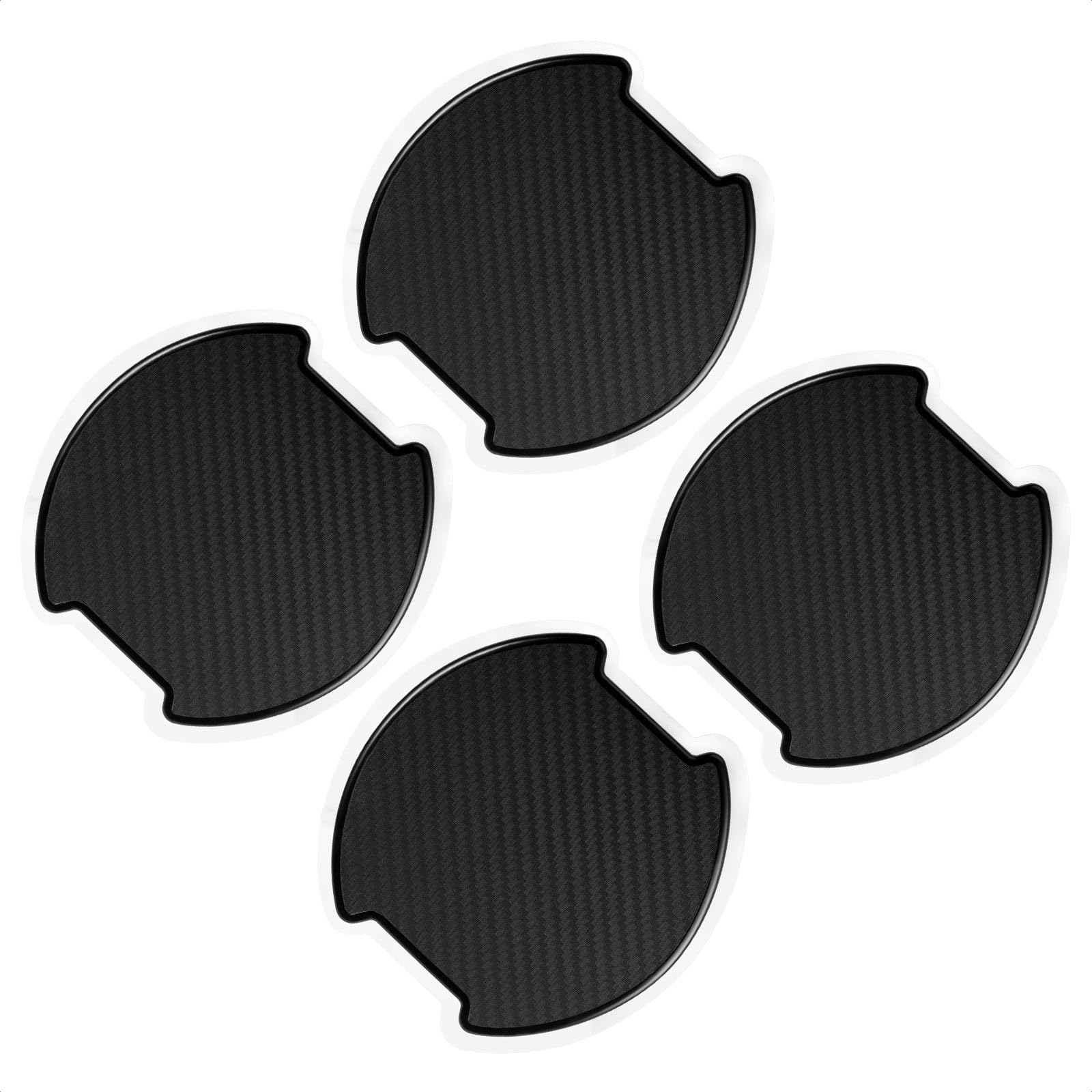 Tangsen 4Pcs Universal 3D Carbon Fiber Texture Automotive Door Cup Handle Recess Paint Protector Cover Scratch Non-Marking Black Tpu Personalize Pad Sticker (L)