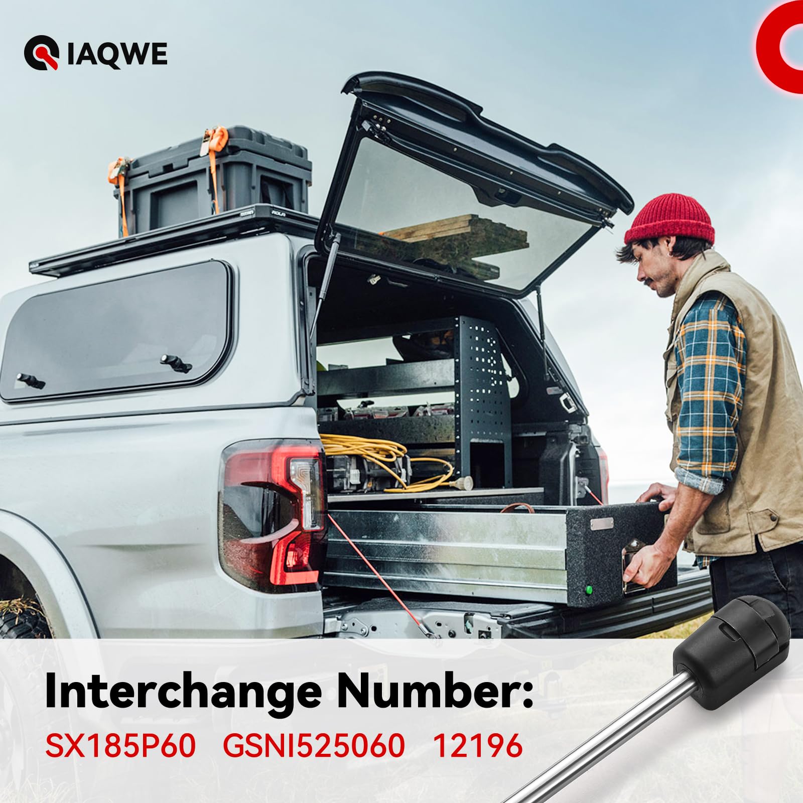 Iaqwe Sx185P60 18.5 Inch 60Lb/267N Gas Struts Spring Shocks Lift Support For Leer Are Snugtop Camper Shell Truck Topper Rear Win