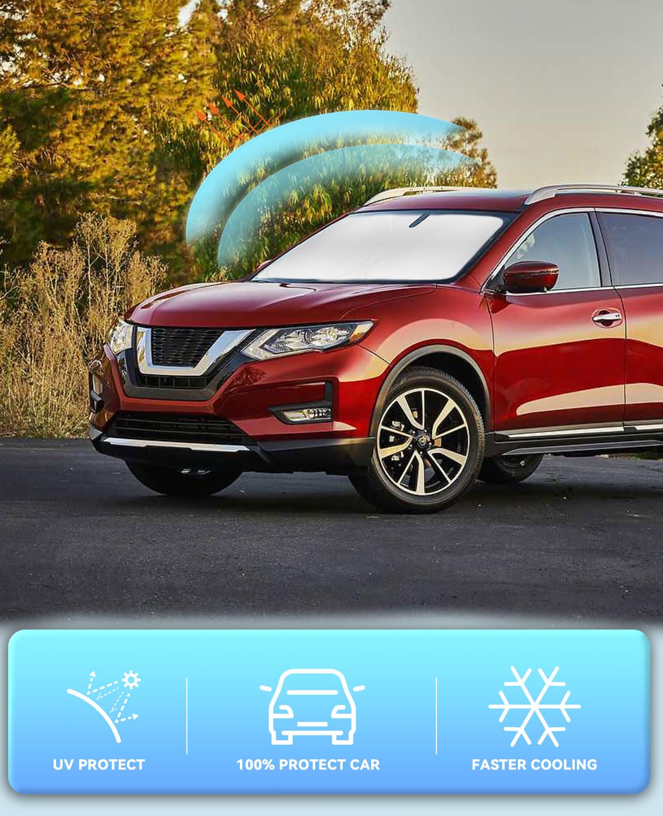 Sun Shade For Rogue 3Rd Gen Windshield Sunshades For 2021 2022 2023 2024 2025 Nissan Rogue 3Rd Gen.Accessories(Not For Rogue Spo