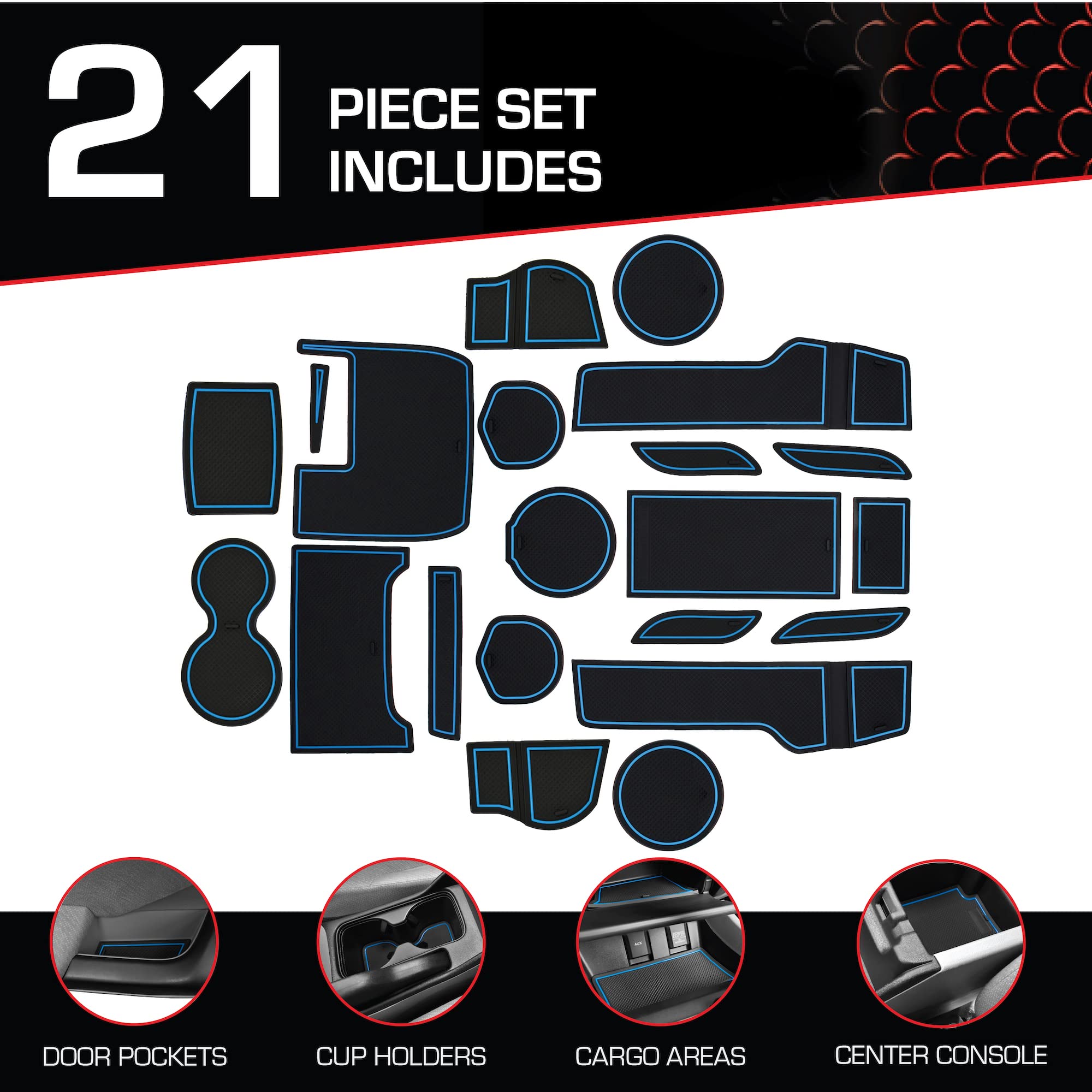 Cupholderhero Fits Honda Civic 2013-2022 Accessories, Premium Custom Non-Slip Anti-Dust Cup Holder Inserts, Center Console Liner