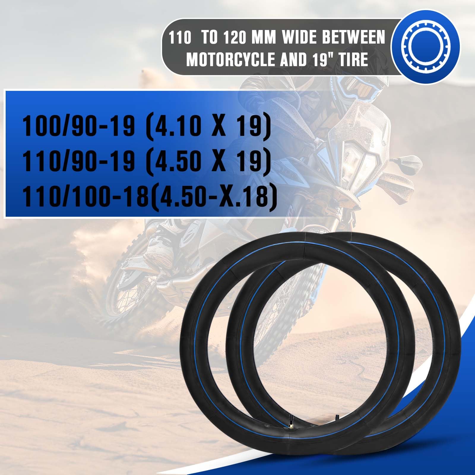 110/90-19 (4.50 X 19) Inner Tubes 110/90-19 Dirt Bike Tube Heavy Duty Motorcycle Tube With Tr4 Straight Valve Stem Fits Motorcycle 3Mm Thick(2 Pcs)