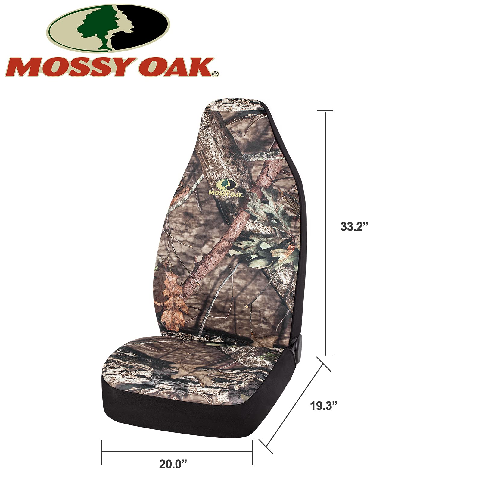 Mossy Oak Full Camo Seat Covers High Back - Made With Rip-Stop Oxford Fabric, Airbag Compatible, Universial Fit Most Bucket Seat