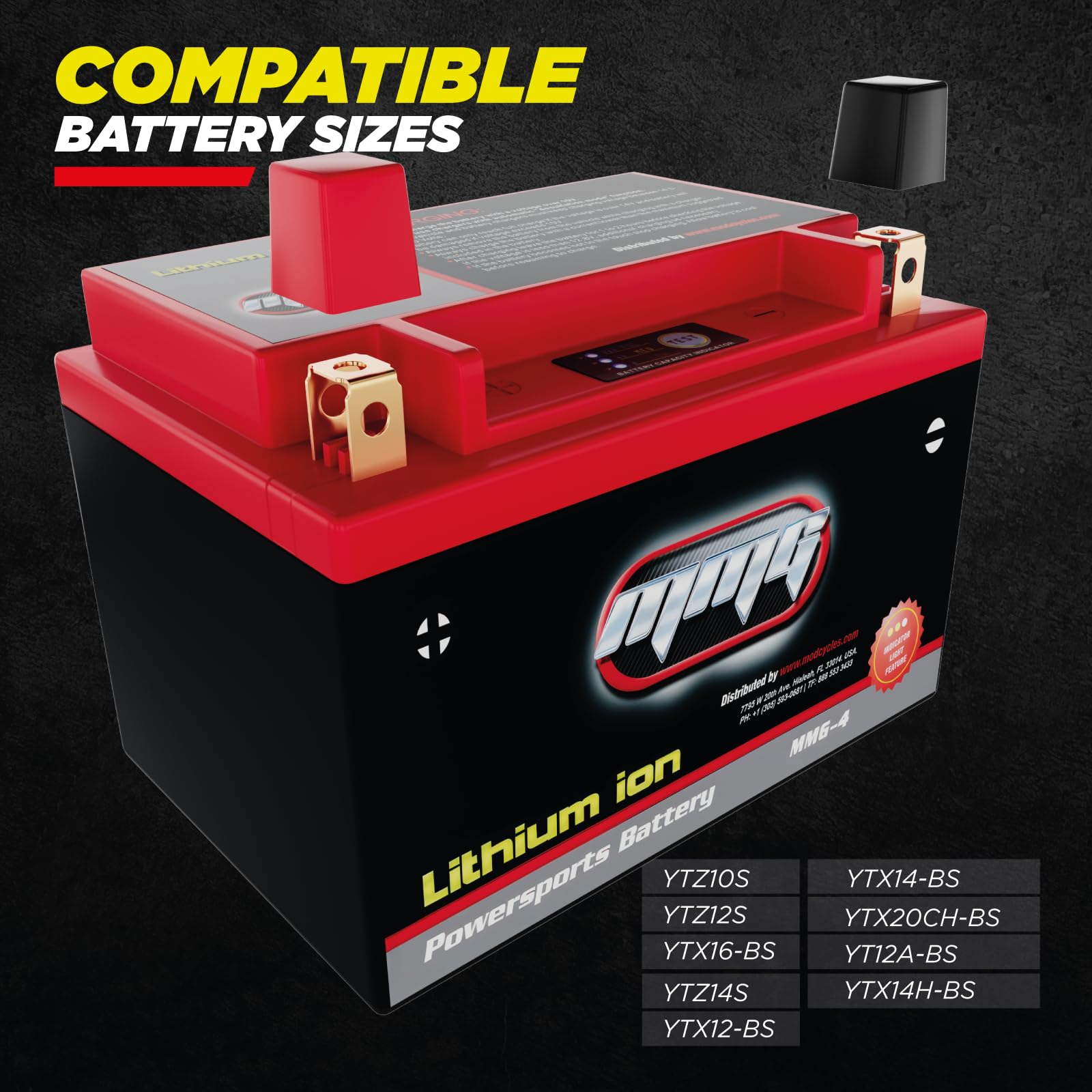 MMG YTZ10S Z10S 12V Lithium Ion Sealed Motorcycle Battery - 300 CCA for Yamaha YZF-R1, R6, FZ8, FZ-07