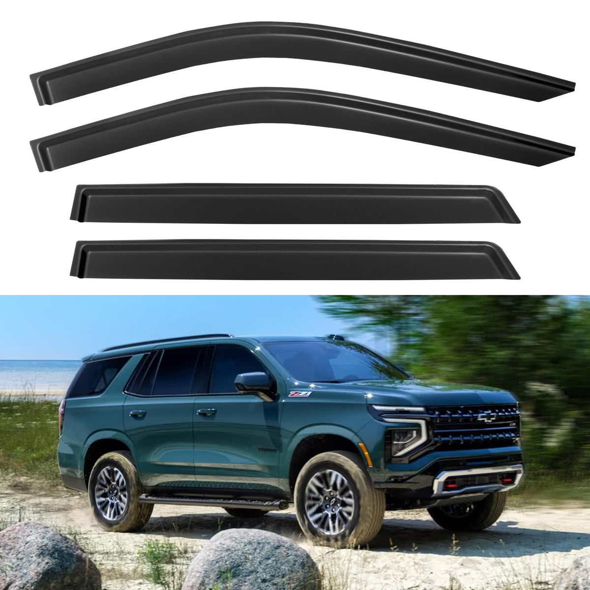 Window Visors Rain Guards for 2021 2022 2023 2024 Chevy Tahoe, Out-Channel Window Vent Wind Deflectors Visors Shades for 21-25 G