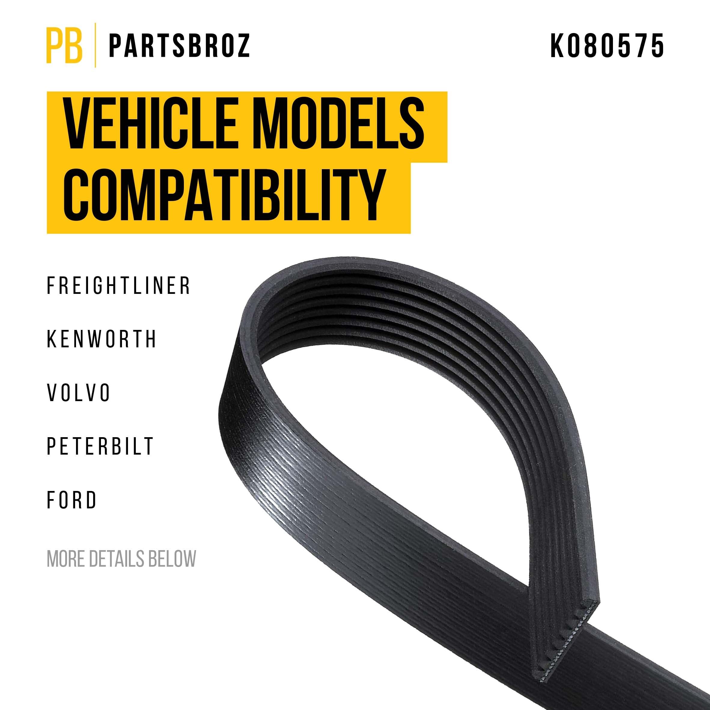 Partsbroz K080575 Micro-V Serpentine Drive Belt - Compatible With Gates Dayco Bando Acdelco Goodyear Continental - Replaces Jk8-