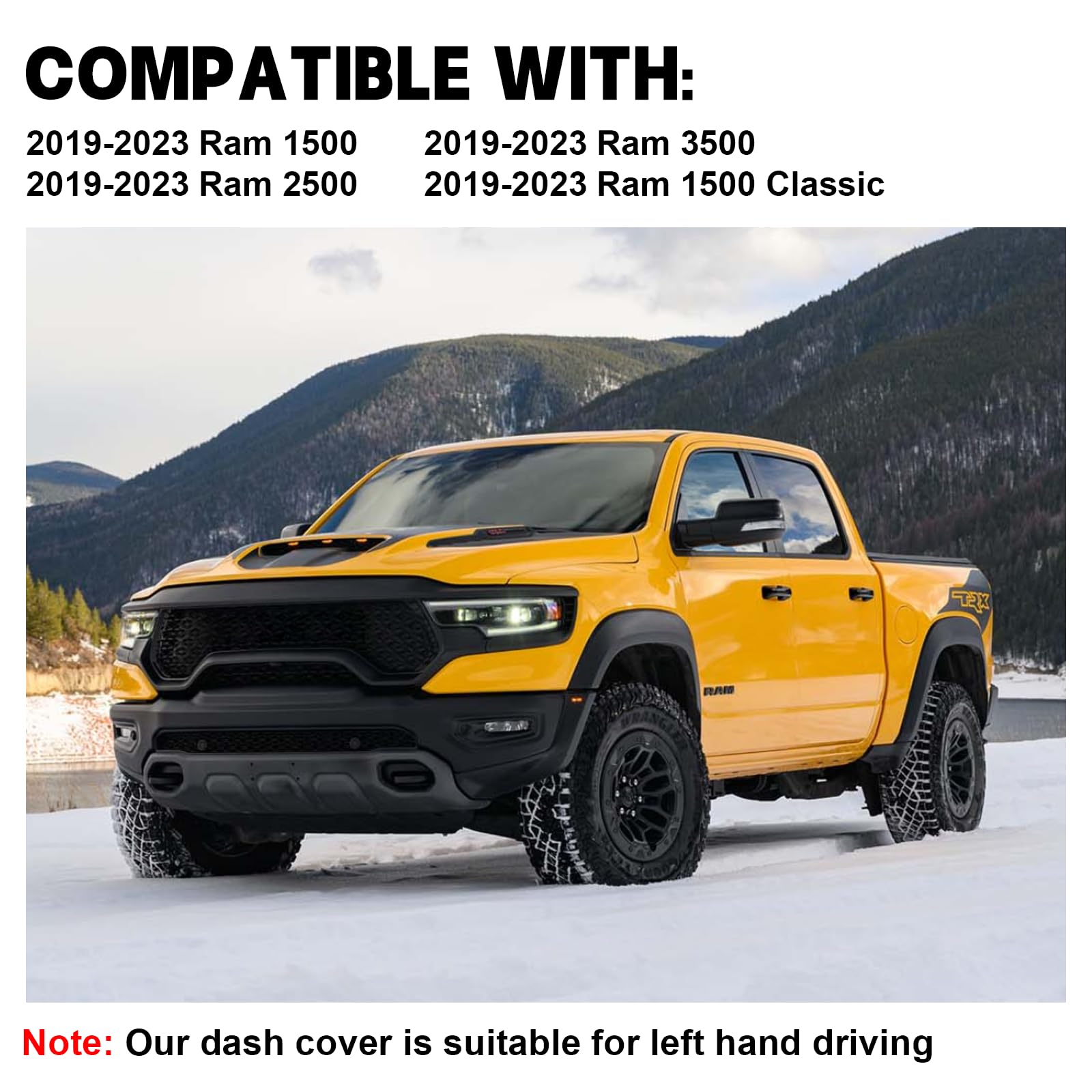 Speedwow Dashboard Dash Board Cover Mat Carpet Compatible With 2019-2023 Dodge Ram