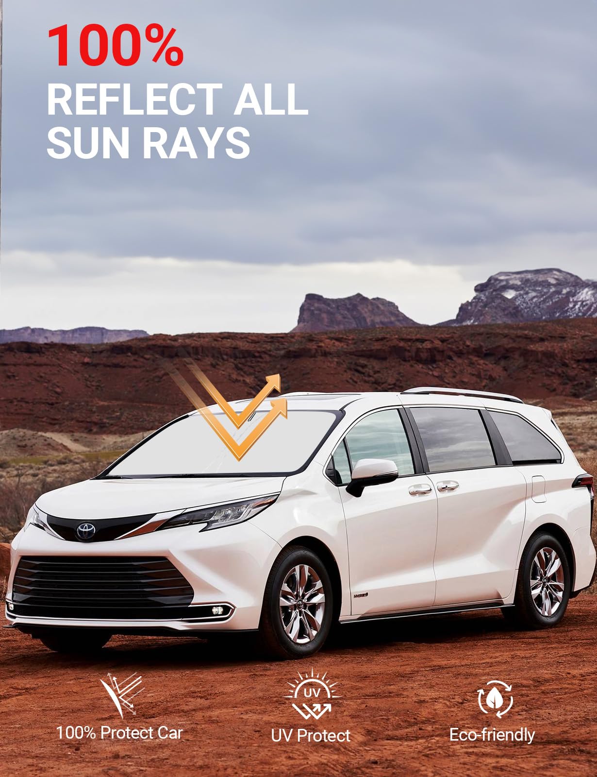 Proadsy 2025 Upgrade Windshield Sun Shade Custom Fit Sienna Mini Van 2021-2024 2025 4-Layer Foldable Front Sunshade Protector Su