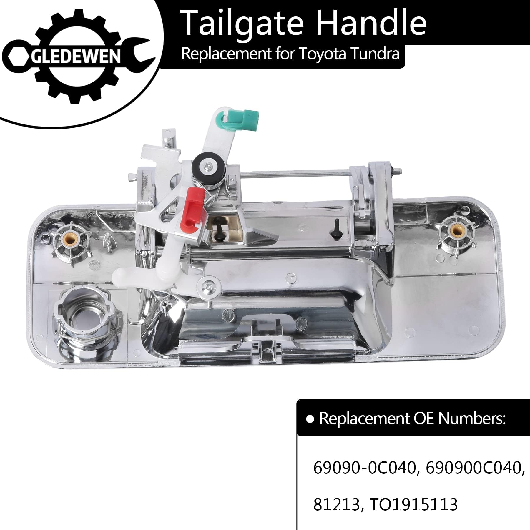 Gledewen Chrome Tailgate Door Handle, Compatible With Toyota Tundra 2007-2013, Exterior Rear With Keyhole | Replaces# 69090-0C04
