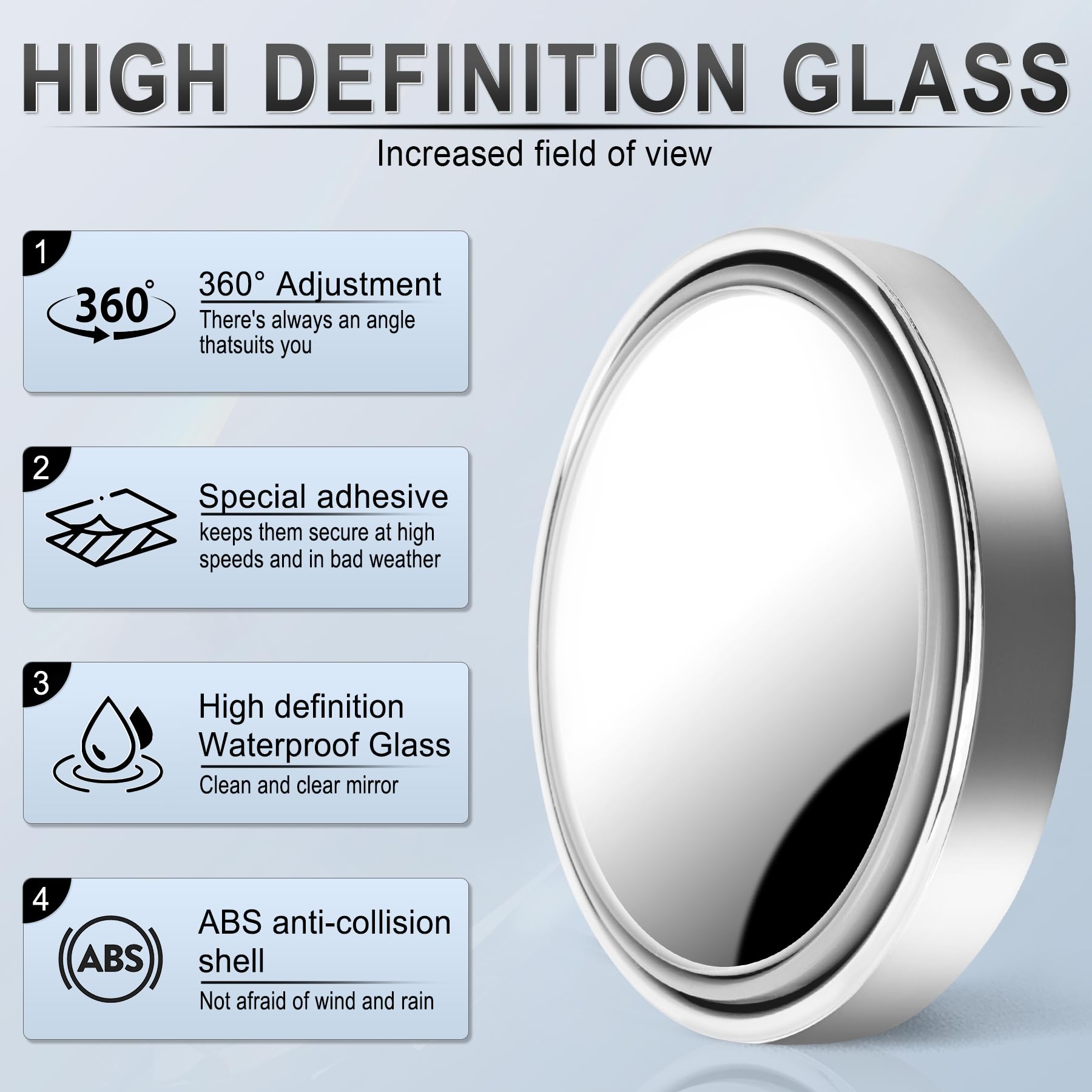 Livtee Blind Spot Mirror, 2'' Round Hd Glass Frameless Convex, 2Pack Side Mirror Blind Spot, Rear View Mirrors Exterior Accessor