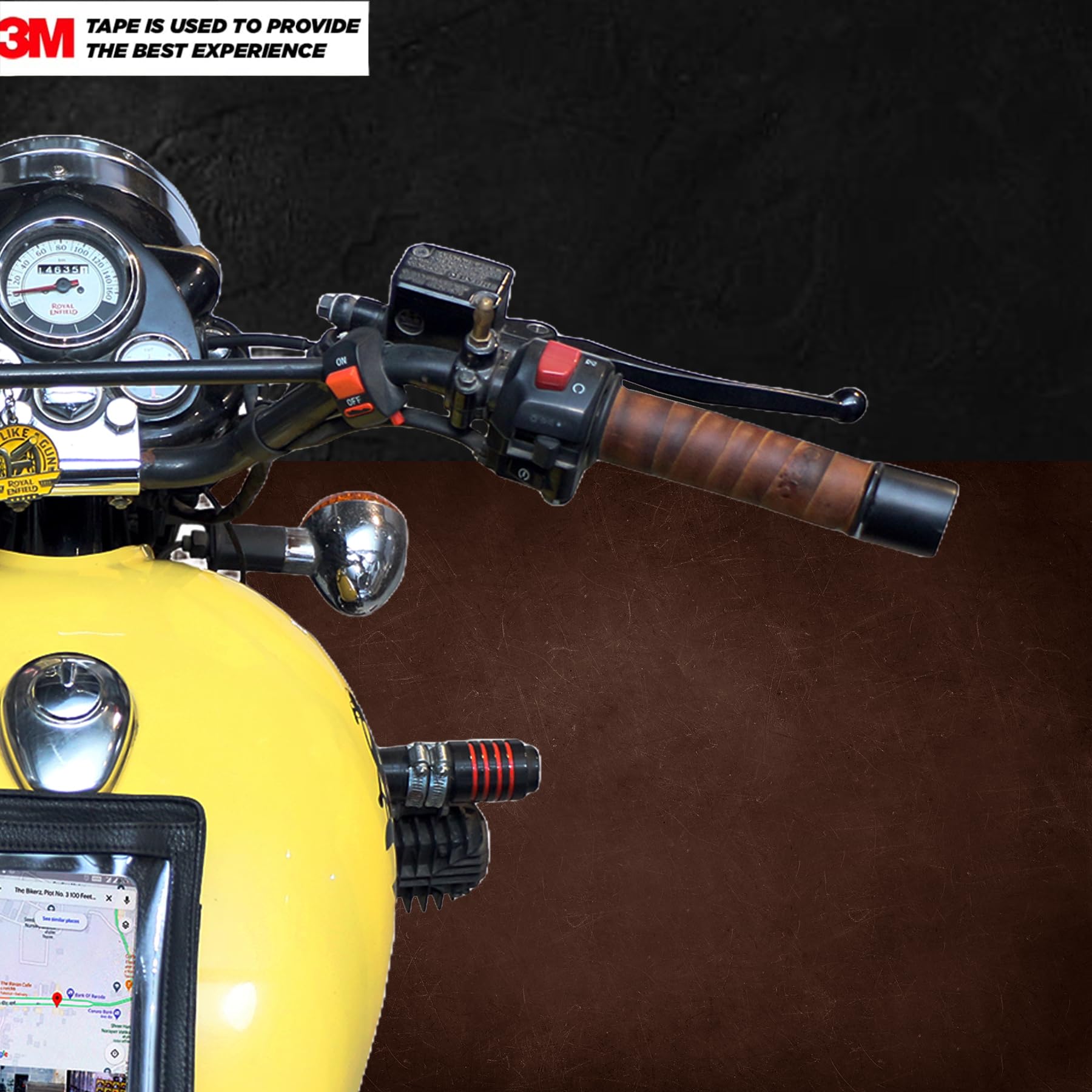 The Bikerz Vintage Motorcycle Handle Bar Leather Vintage Bike Leather Motorcycle Grips Wrap | Handle Wrap (Tobacco Brown)