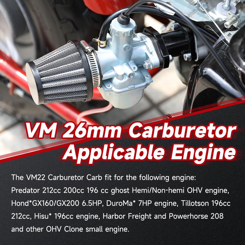 FVRITO Mini Bike 212cc Carburetor Throttle Cable Assembly Jets Kit for Predator 212 196cc 224cc Coleman CT200U BT200X CT200U-EX