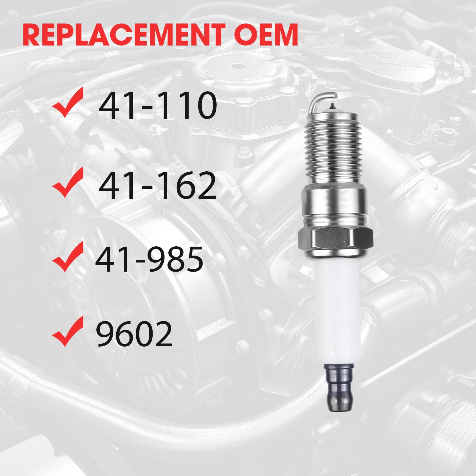 8 Pcs Iridium Spark Plugs Replace OEM# 41-110 41-162 41-985 9602 19417055, Compatible with Chevy Silverado Tahoe Avalanche Corve
