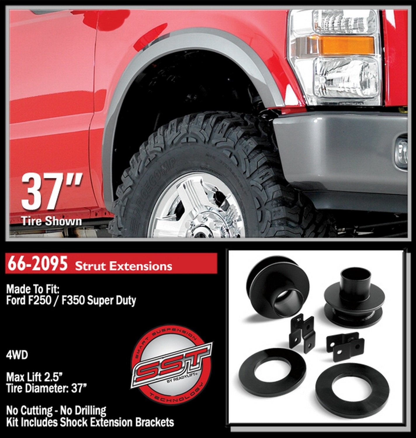 Readylift 66-2095 2.5'' Leveling Kit For F250/F350/F450 4Wd, For Tires Up To 37''