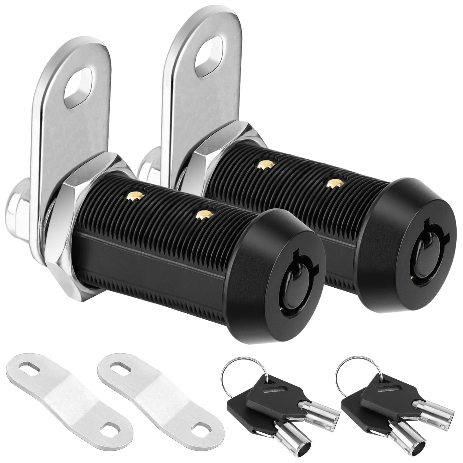 Pteromy 2 Pack Cabinet Lock With Keys, 1-1/2'' Heavy Duty Tubular Cam Lock For Rv Compartment Storage Locks, Full Set Of Rv Cam