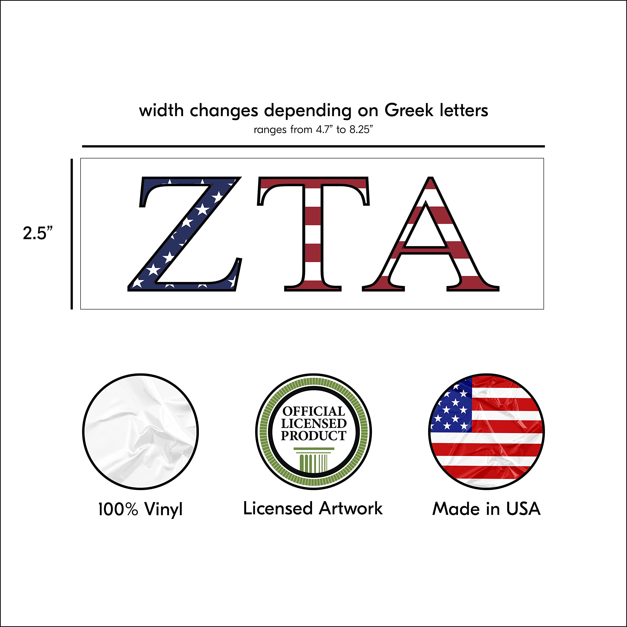 Pro-Graphx Zeta Tau Alpha Greek Sorority Sticker Decal, 2.5 Inches Tall, Lilac