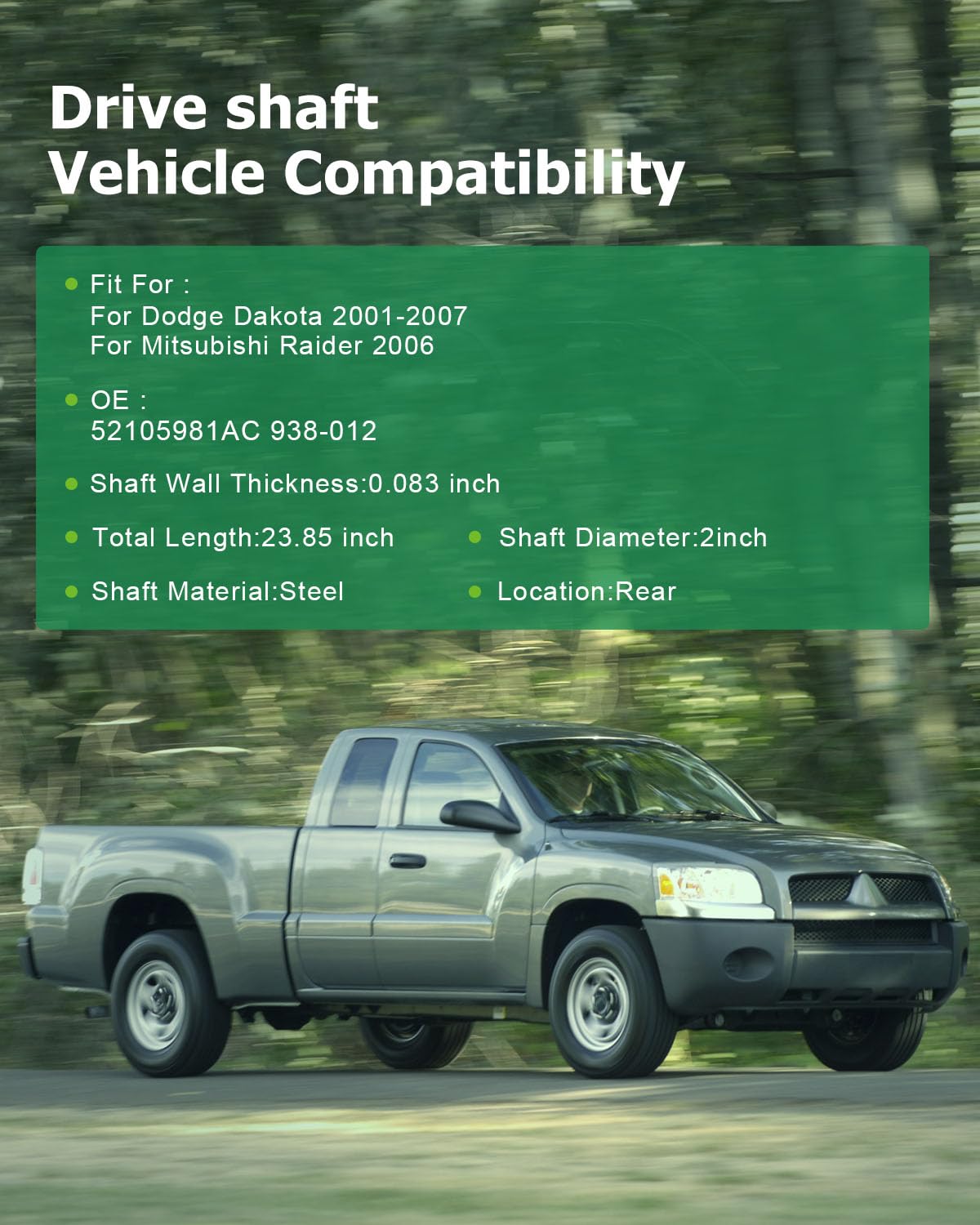 Scitoo Front Driveshaft Length 23.85'' Propeller Shaft Compatible For Dodge Dakota 2001-2007 3.7L/4.7L 4Wd, For Mitsubishi Raide