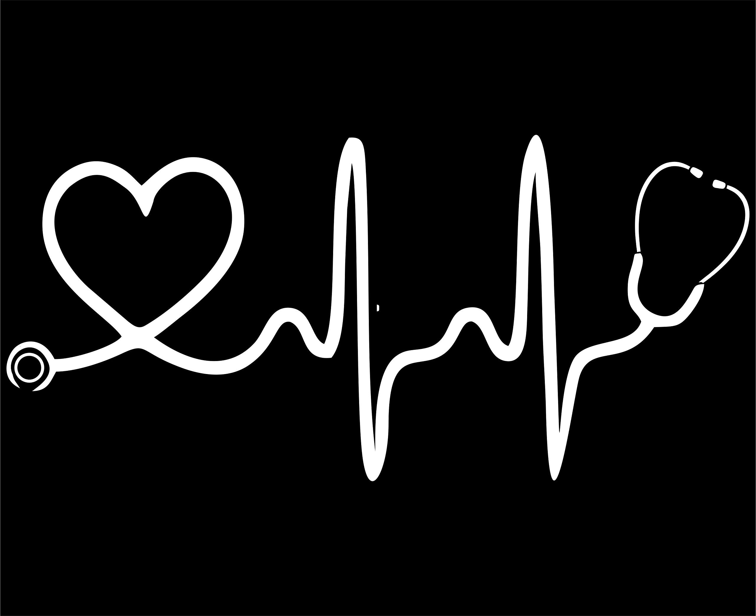 Sweet Tea Decals Stethoscope Big Heart - 8'' x 3 3/4'' - Vinyl Die Cut Decal/Bumper Sticker for Windows, Trucks, Cars, Laptops,