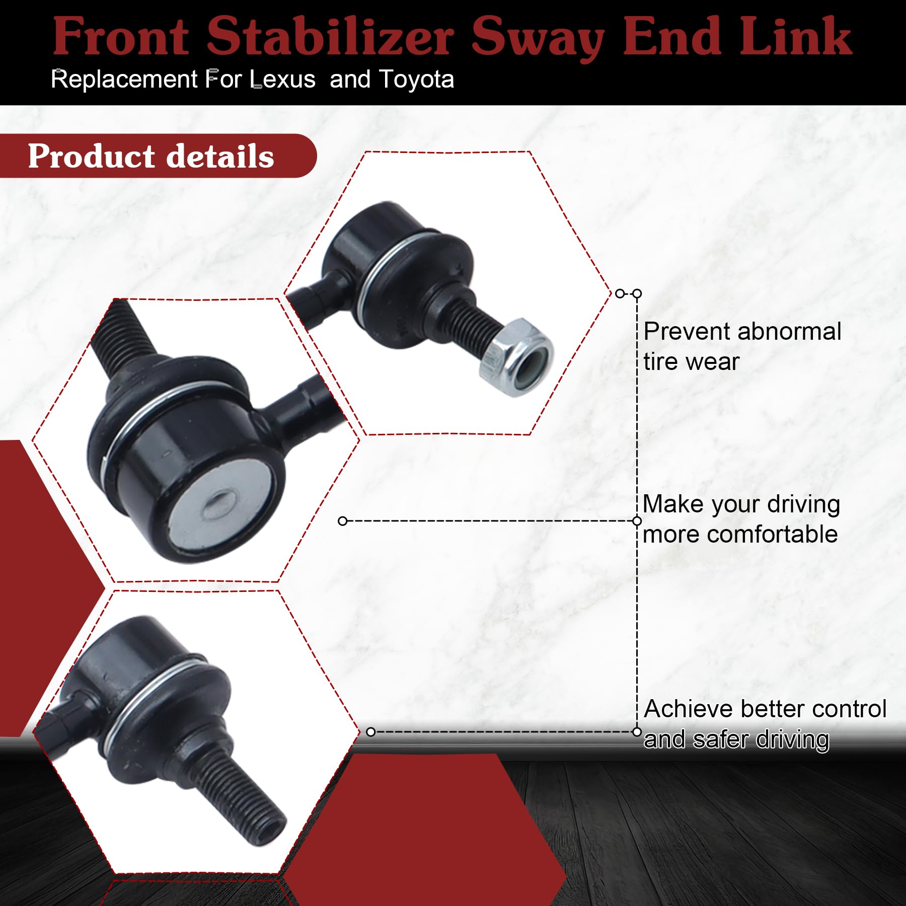 Stiueoav K90311 K90312 Sway Bar Link - Front Stabilizer End Link Compatible With 1997-2003 Es300?1999-2003 Rx300?1997-2004 Avalo