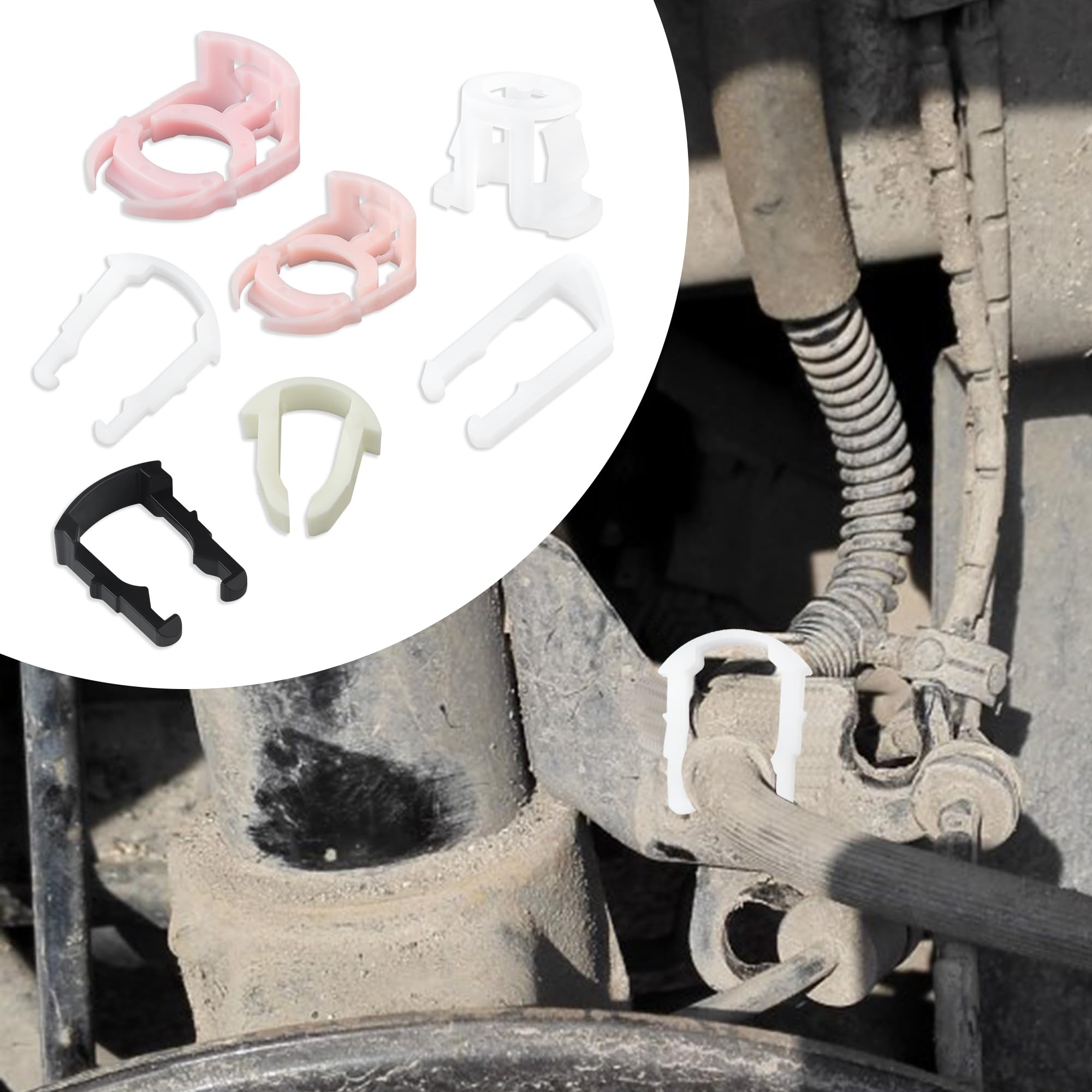 160Pcs Car Fuel Line Clips,7 Size Nylon Fuel Line Repair Kit Replacement 3/8 '' & 5/16 '' Fuel Line Clamp,Durable Fuel Hose Reta