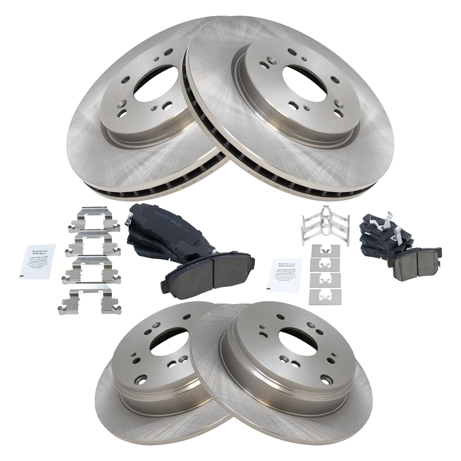 Trq Front And Rear Brake Pad & Rotor Kit Brake Pads Brake Rotor Ceramic Compatible With 2010-2012 Acura Rdx 2007-2011 Honda Cr-V