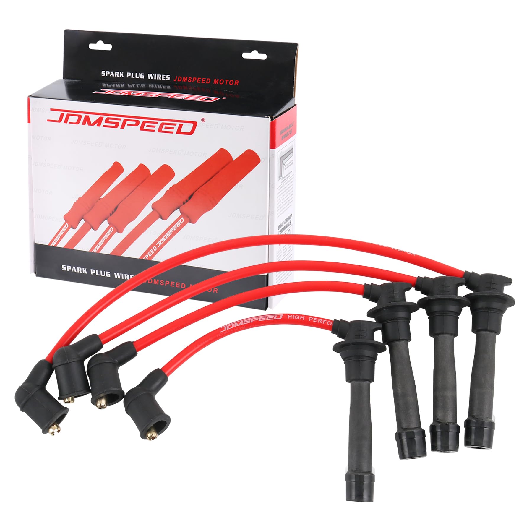 JDMSPEED New Red Ignition Spark Plug Wires Set Replacement for Mazda Miata MX-5 1.6L 1.8L Engines 1990-2000 10.2mm Replaces B61P18140A, B61P18140B, B61P18140C, BPE818140A
