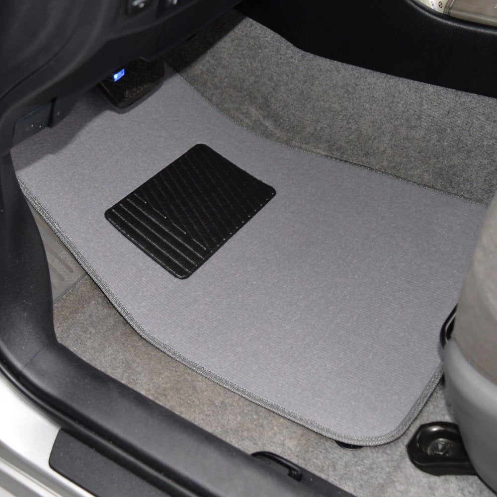 Bdk Premium 4Pc Set Of Carpet Car Floor Mats With Vinyl Safety Heel Pad For Car, Truck, Suv, Coupe Sedan, Light Gray (Mt-100-Lg)