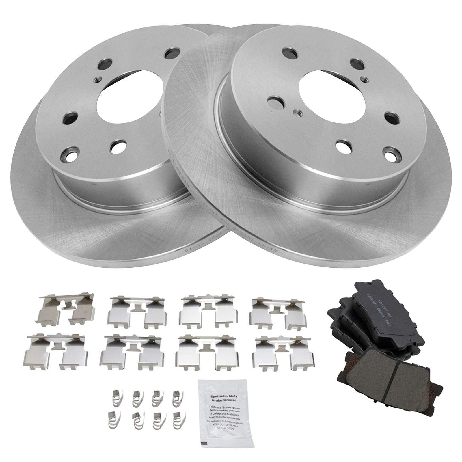 Trq Rear Posi Ceramic Brake Pad & Rotor Kit For Lexus Hs250H Toyota Rav4