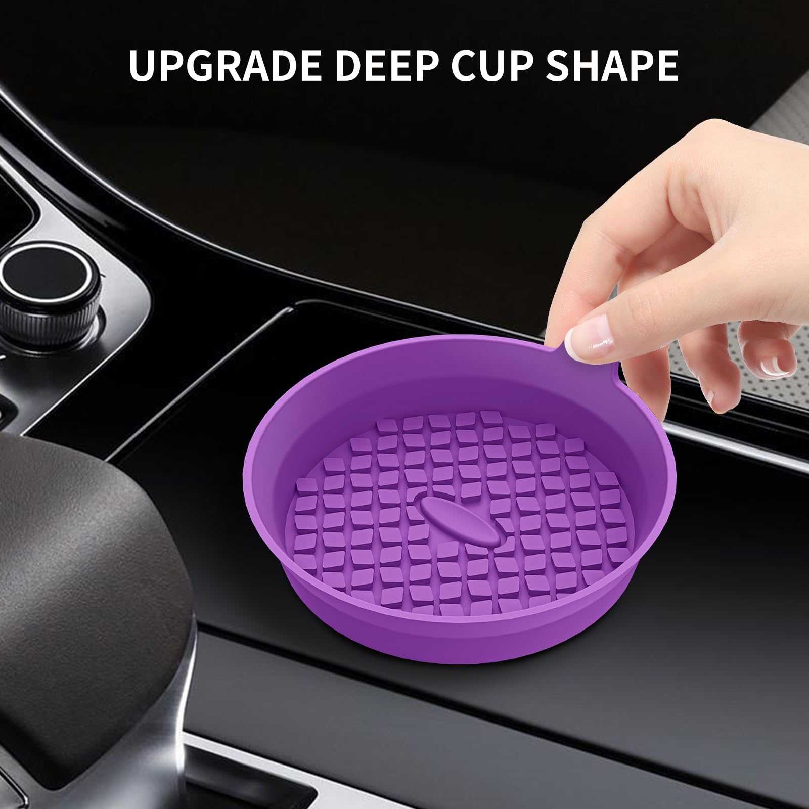 Me.Fan Car Cup Holder Coasters [4 Pack] Silicone Cups Mats, Automotive Universal Non-Slip Recessed Interior Accessories Deep Pur