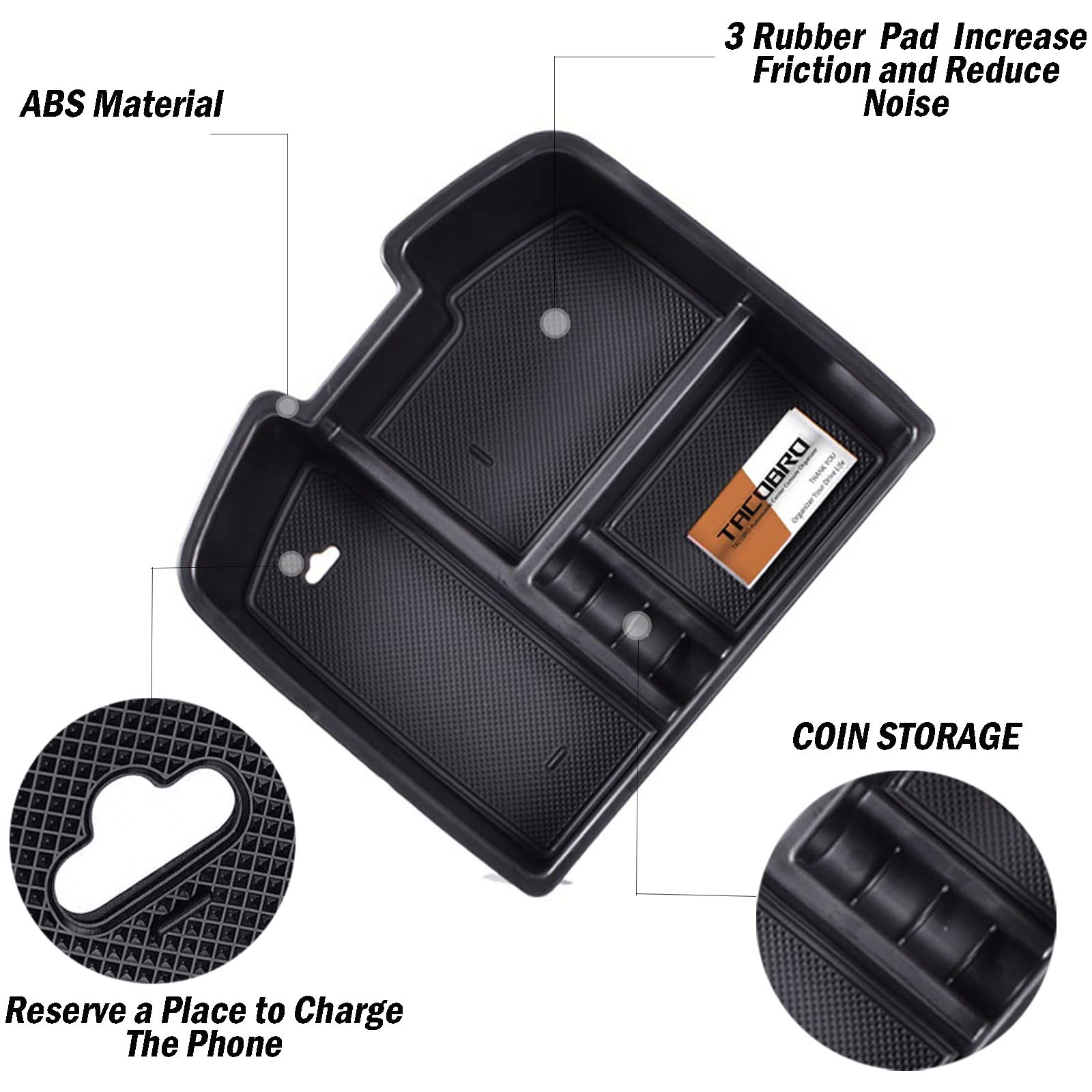 Tacorbo Center Console Organizer Tray For 2007-2014 Gmc Sierra 2500 3500 Accessories Yukon Xl Silverado 2500 3500 Suburban 1500 Tahoe / 07-13 Gmc Sierra 1500 Chevy Silverado Suburban 2500 Avalanche