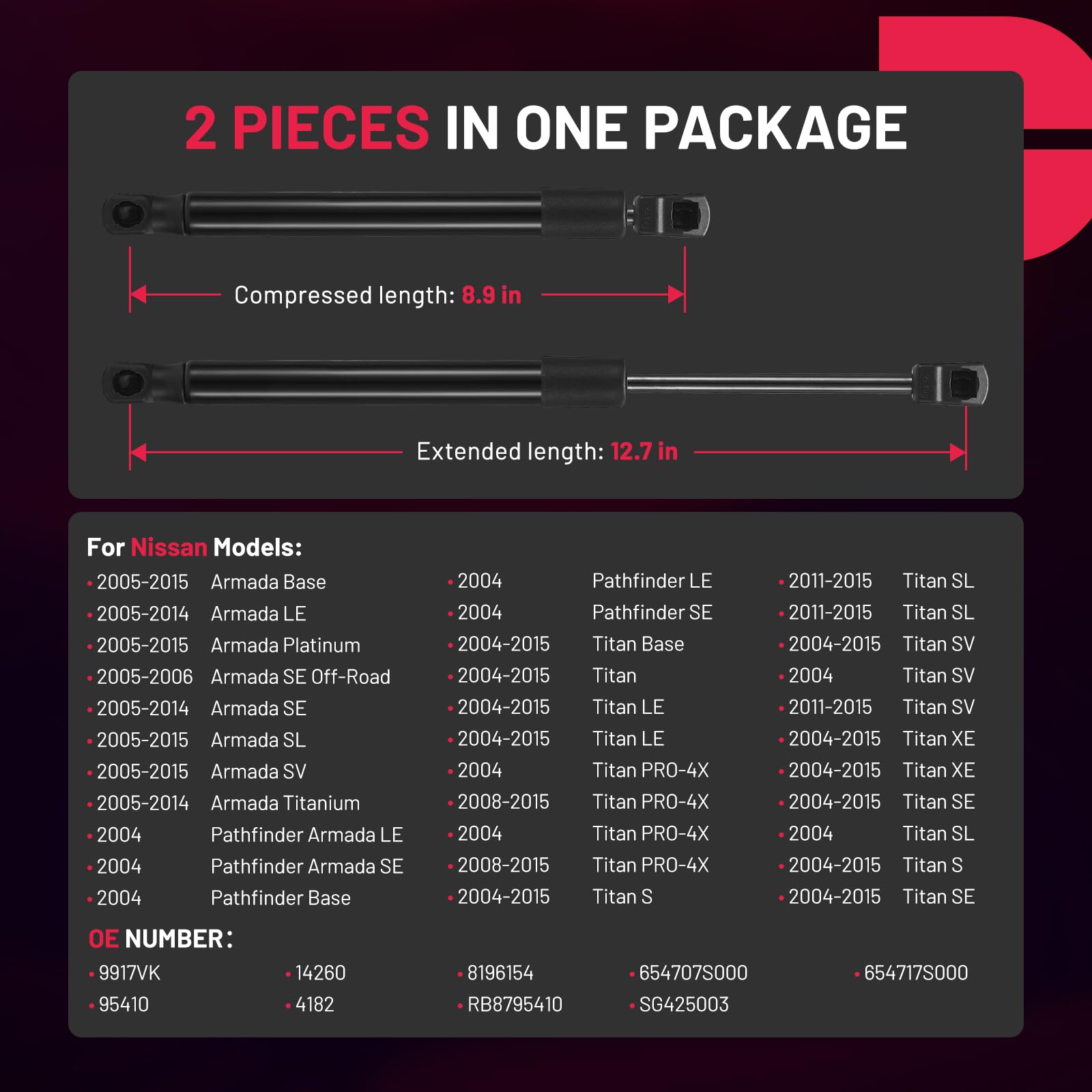 Bdfhyk Hood Lift Supports Struts Shocks Gas Springs 4182 Compatible With Nissan 2005-2015 Armada 2014 Pathfinder 2004-2015 Titan