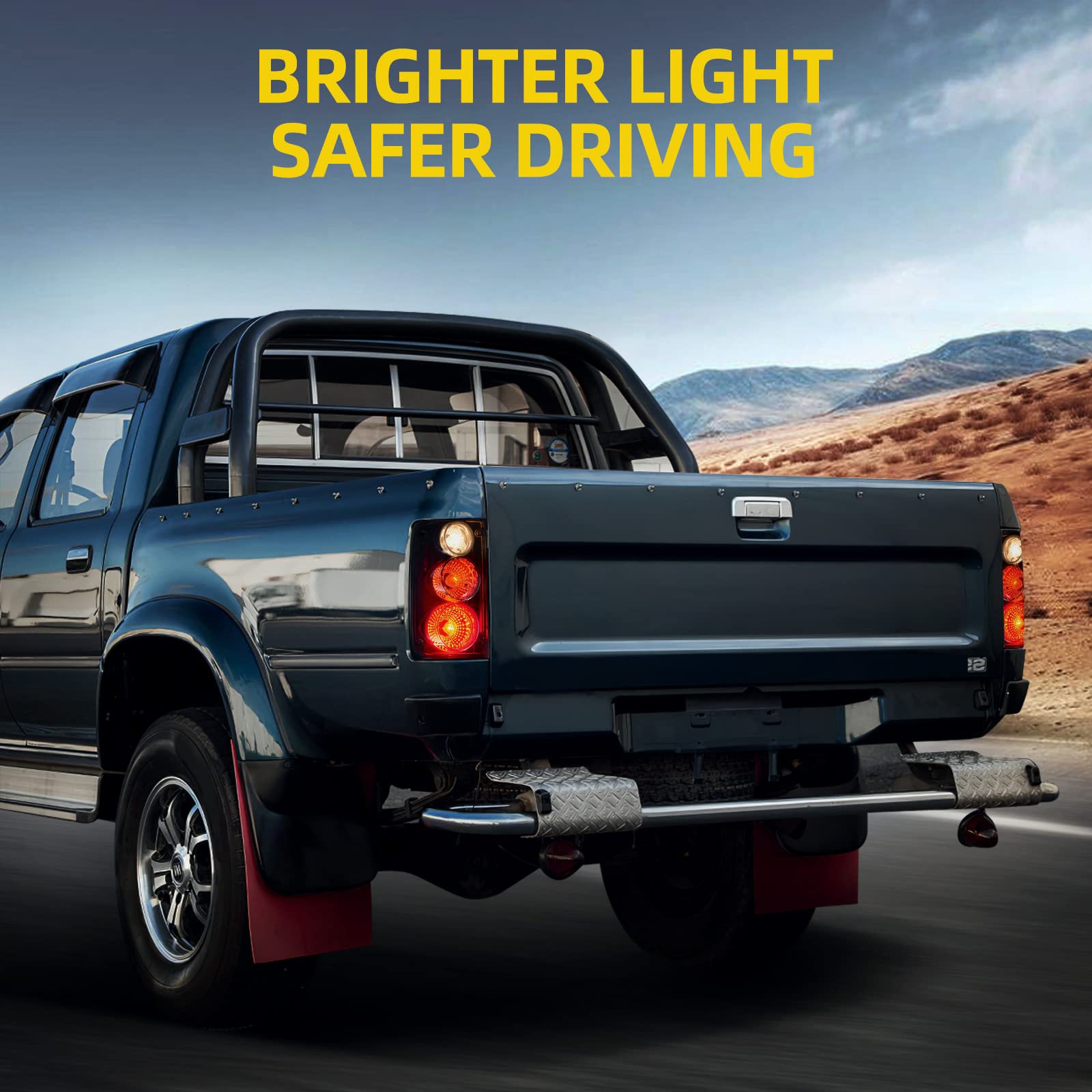 DWVO Taillight Assembly Tail Lamps Compatible with 1989 1990 1991 1992 1993 1994 1995 Pickup Truck 89-95 Rear Tail Lights Black Smoke Lens