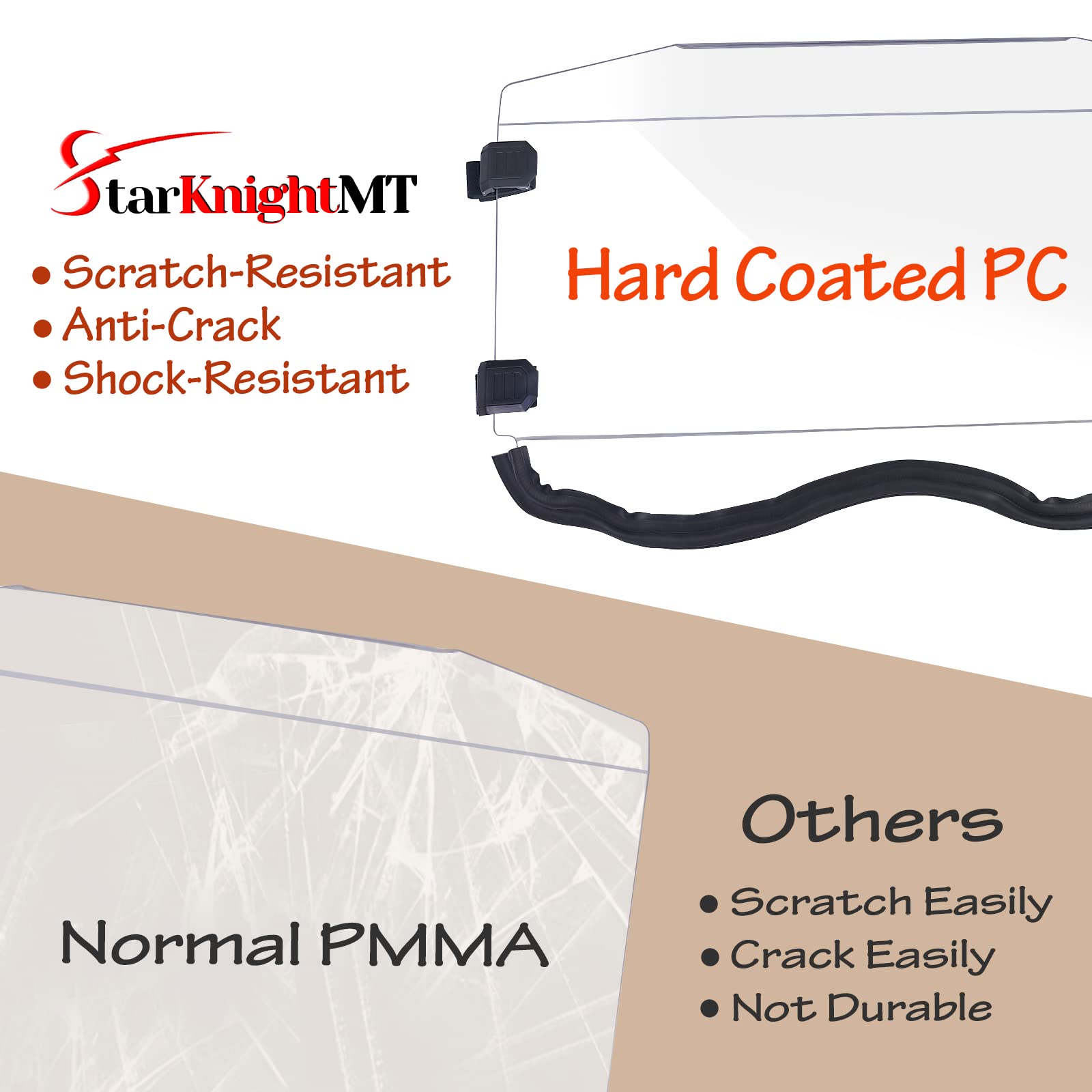 StarknightMT Clear Scratch-Resistant UV-Resistant ZForce 800 Full Windshield for CFMOTO ZForce 800/500/1000 (2014-2022)