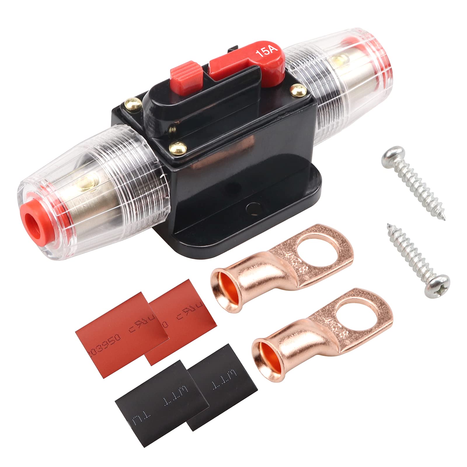 Bumbesti 15 Amps Fuse Holders 15-150A Inline Circuit Breaker Manual Reset Fuses 12V-24V Dc For Automotive Marine Boat Audio Sola