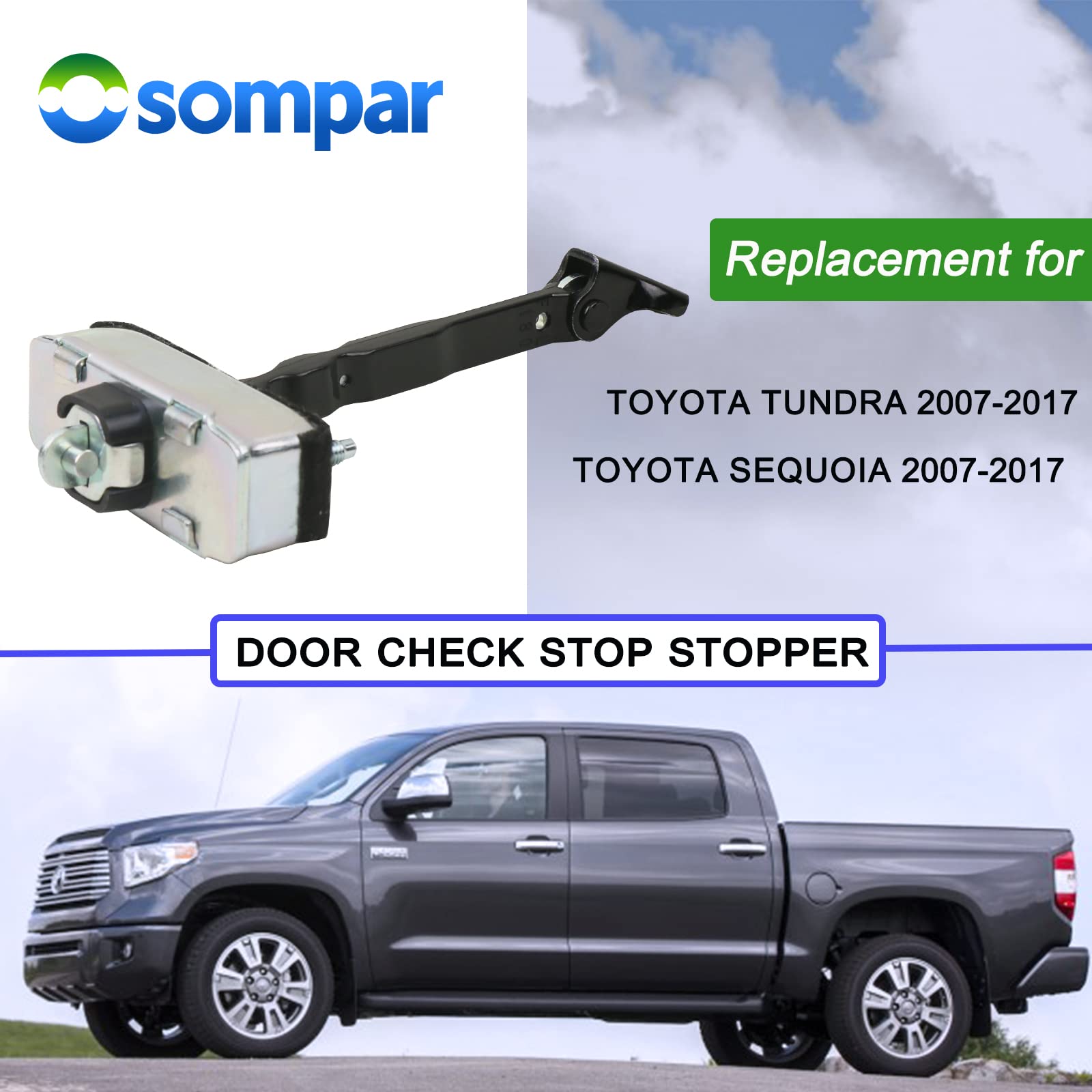 Osompar Door Check Stop Strap Front Driver or Passenger Side Compatible with 2007-2021 Toyota Tundra Sequoia Replaces 68620-0C02