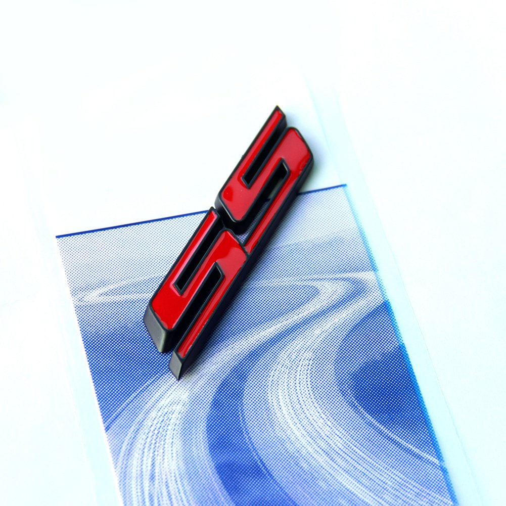 2Pack Oem Black Ss Emblem 3D Badge Decal Compatible With Camaro Ss Z71 1Le Flat Matte Red