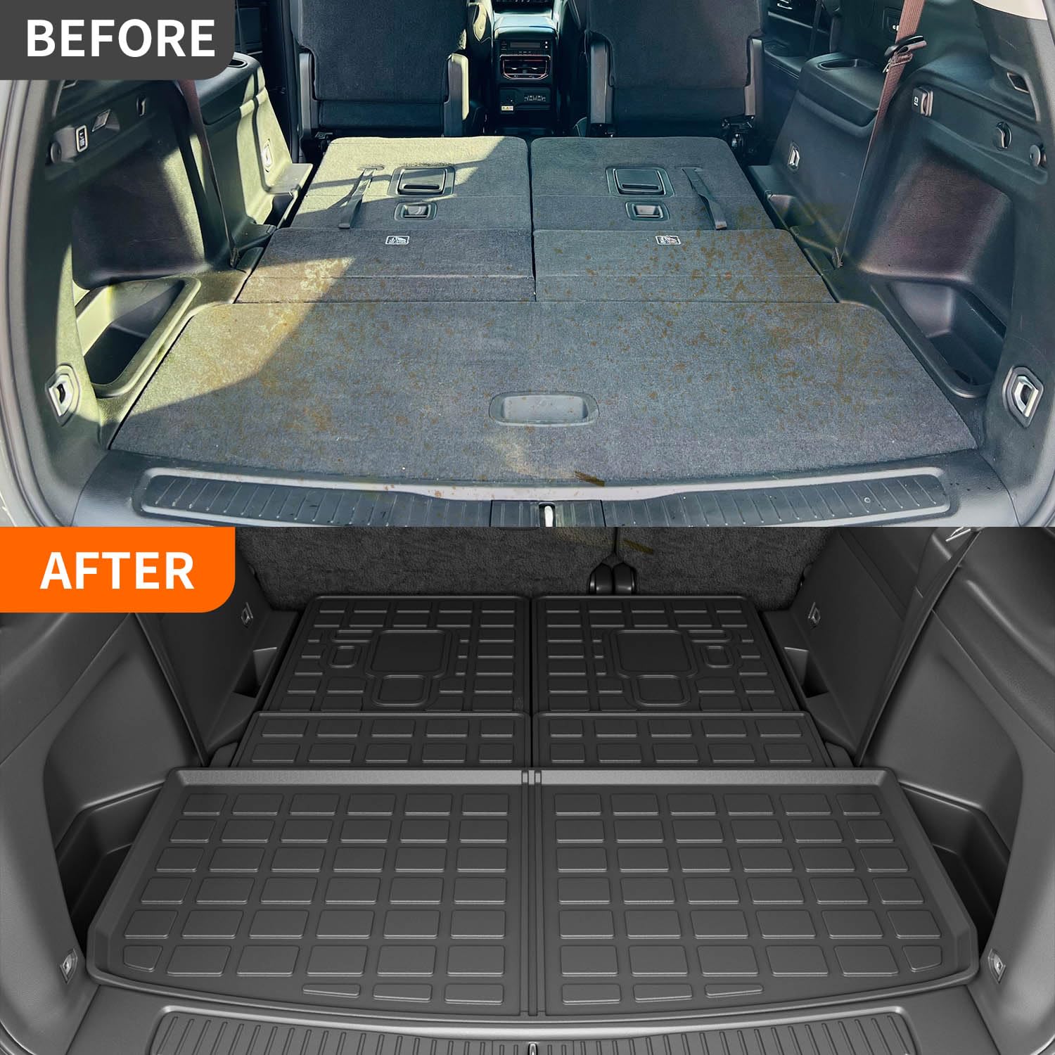 powoq Cargo Mat Compatible with 2021-2025 Jeep Grand Cherokee L Overland Trunk Mat Backrest Trunk Liner TPE Cargo Liner Replacem