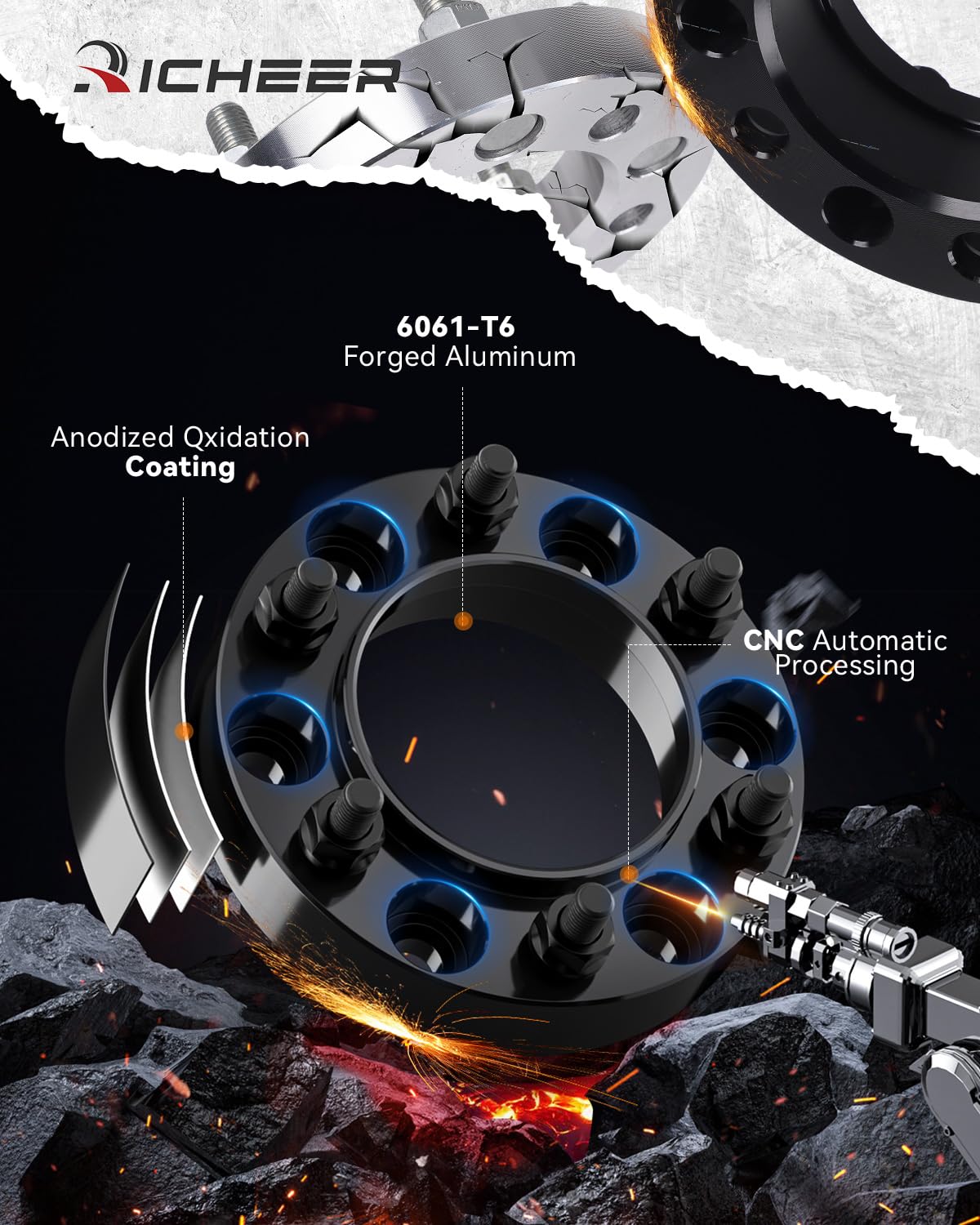 Richeer 6X5.5 Hub Centric Wheel Spacers With For Tacoma 4Runner Tundra Fortuner Ventury Gx470 Gx460, 4Pcs 1 Inch Forged 6X139.7Mm Wheel Spacers With 12X1.5 Studs & 106Mm Center Bore