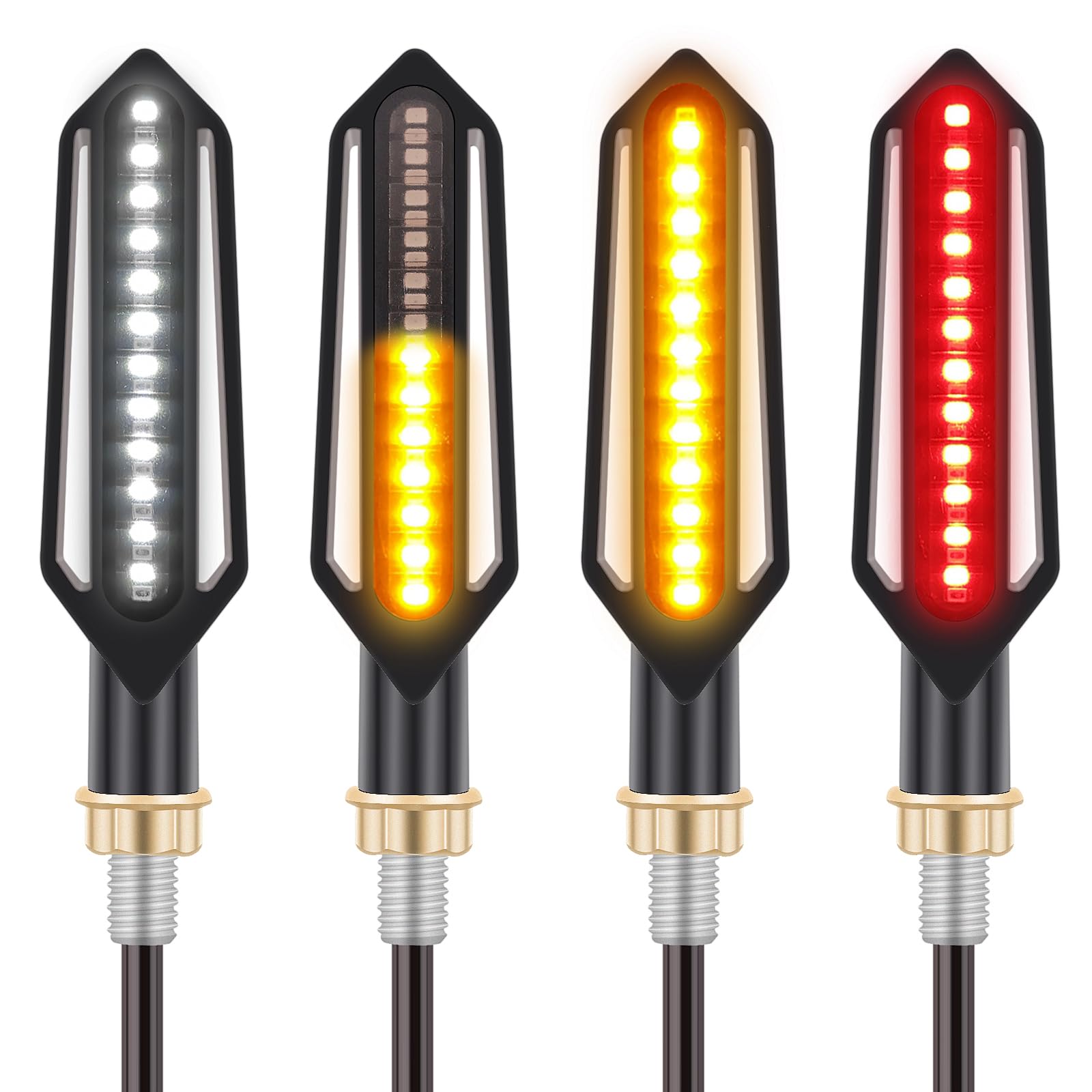 Kinstecks 4Pcs Motorcycle Indicators Flowing Turn Signal Lights Motorbike Turning Indicators Daytime Running Lights Brake Lights 12V For Motorcycle Motorbike Scooter Quad Cruiser Off Road