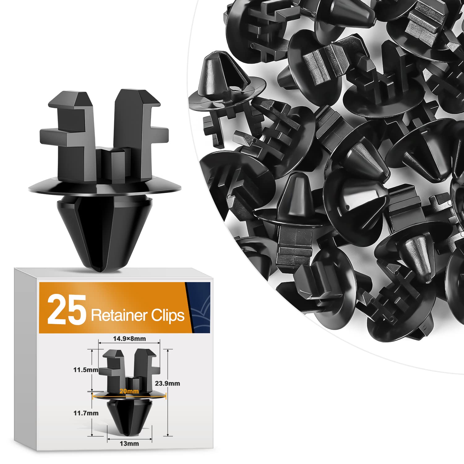 Gooacc 25Pcs Radiator Shroud Grille Retainer Clips Compatible With Ford Expedition, F-150, F-250 F-350 F-450 F-550 Super Duty, L