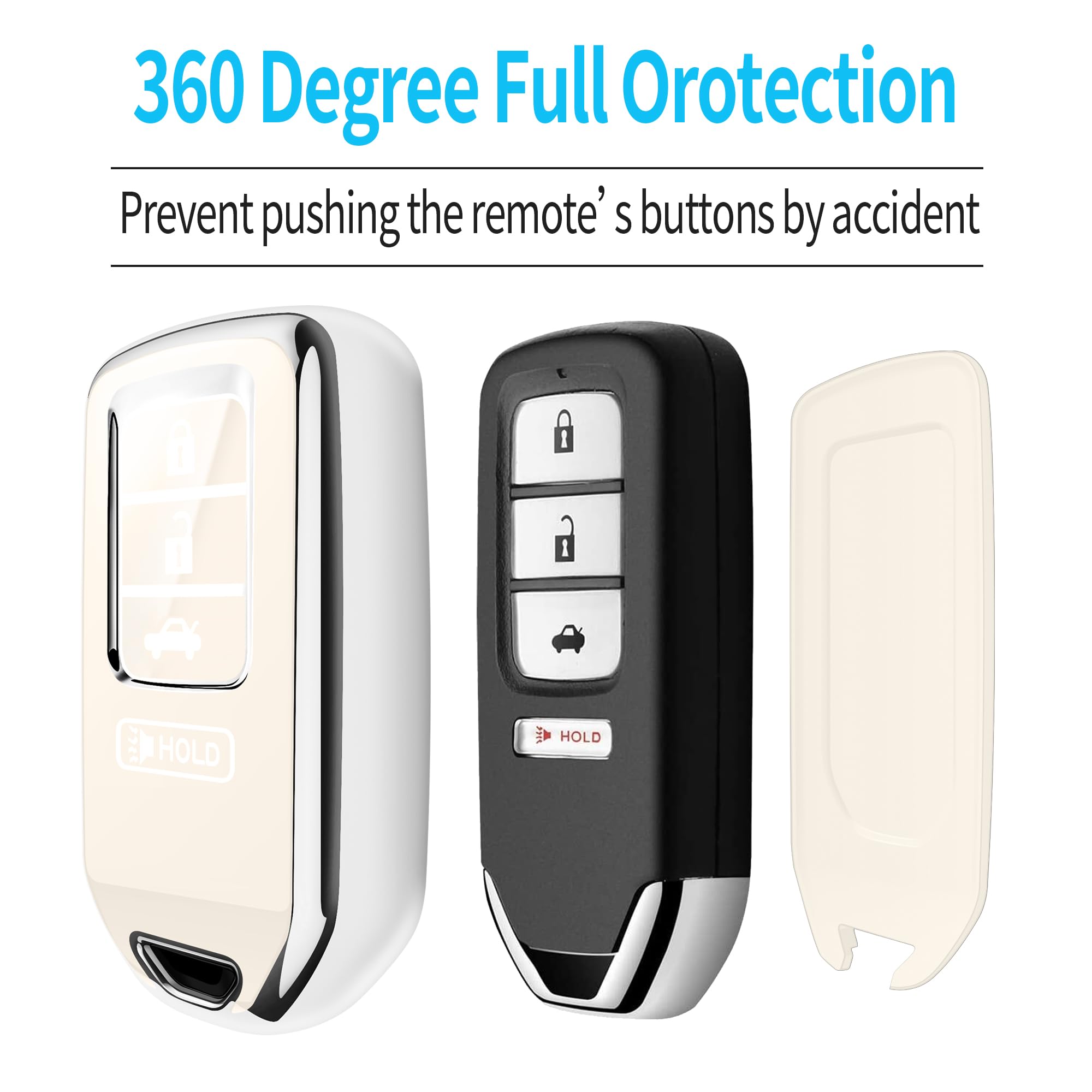 Tukellen for Honda Key Fob Cover, Premium Soft TPU Full Protection Key Fob Case for Honda Accord Civic CRV Pilot Ridgeline Odyss