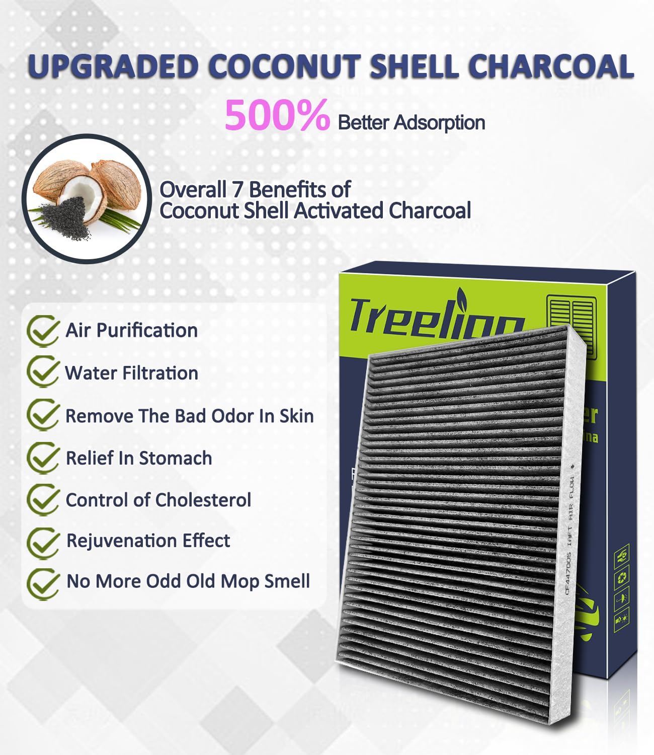 Treeligo Cf10364 Cabin Air Filter, Replacement For Dodge Challenger 2008-2010 Charger 2006-2010 Magnum 2005-2008, W/Upgraded Coc