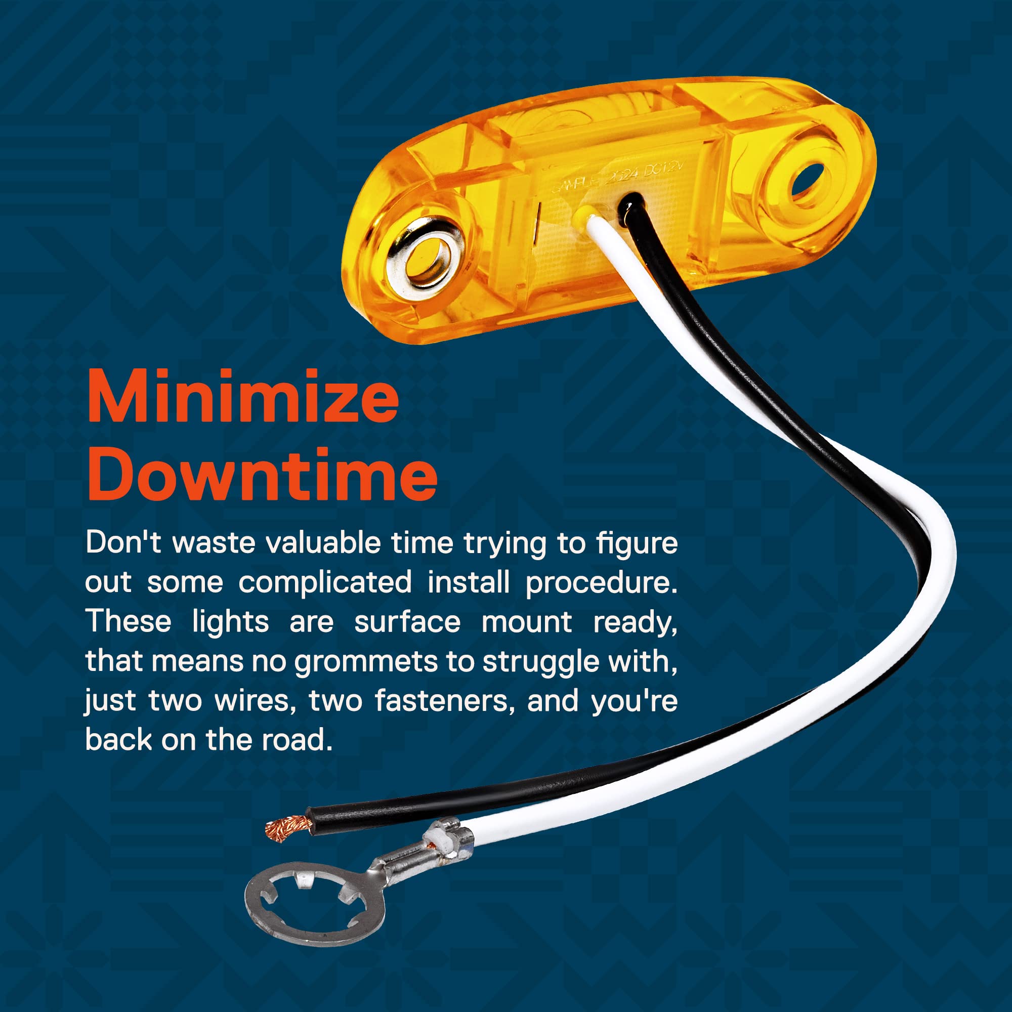 TRUE MODS 2pc 2.5'' Amber LED Trailer Marker Light Kit [DOT FMVSS 108] [SAE P2] [Surface Mount] [Waterproof IP67] Side Marker Li