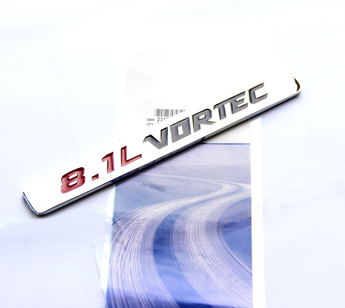 Yoaoo 2Pack OEM 8.1L Vortec Emblem Engine Badge for Silverado Z71 Sierra - Chrome Black