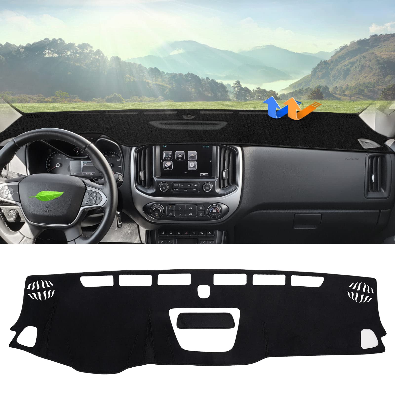 Autorder Dashboard Cover Mat For 2015-2022 Chevrolet Chevy Colorado Accessories Dash Cover Flannel Dash Mat Sunshade Glare Uv Ra