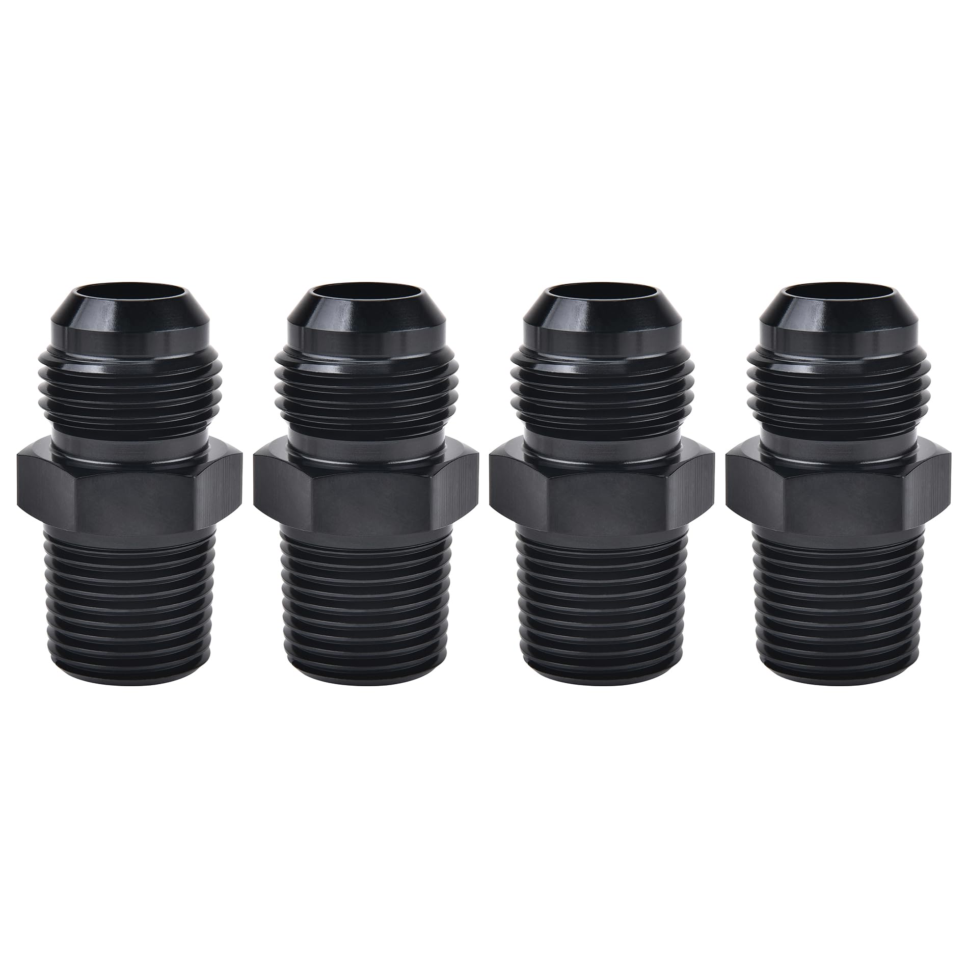 EVIL ENERGY 8AN Male Flare to 3/8'' NPT Pipe Fitting Adapter Aluminum Straight Black 4PCS