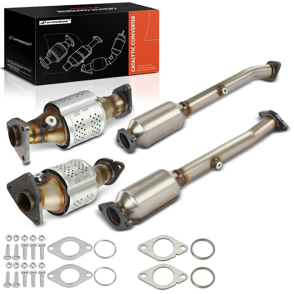 A-Premium Front and Rear 4-PC Catalytic Converter Kit Direct-Fit Compatible with Nissan Frontier 2005-2019, Pathfinder 2005-2012