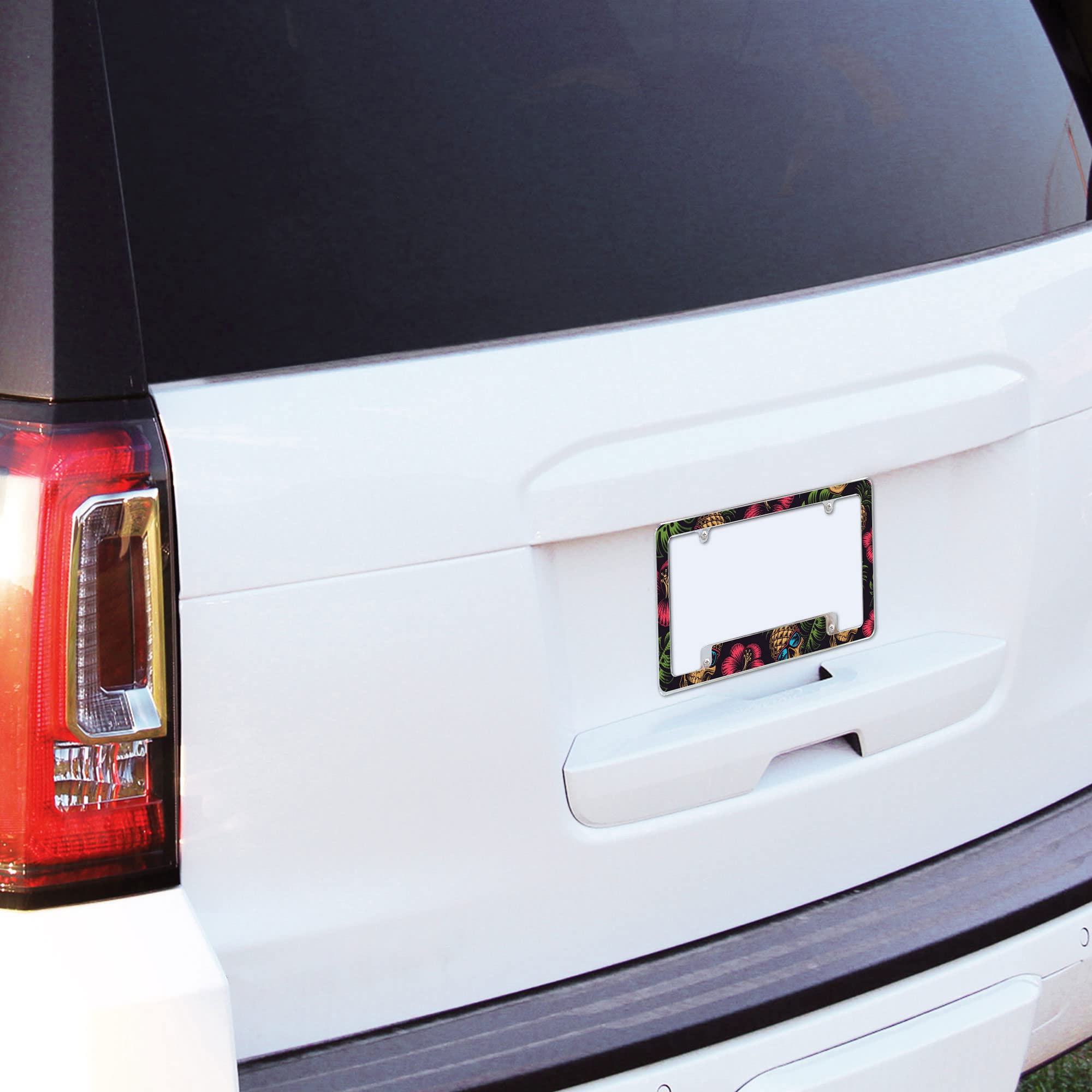 Rico Industries Pineapple Skulls All Over Automotive License Plate Frame for Car/Truck/SUV (12 x 6)